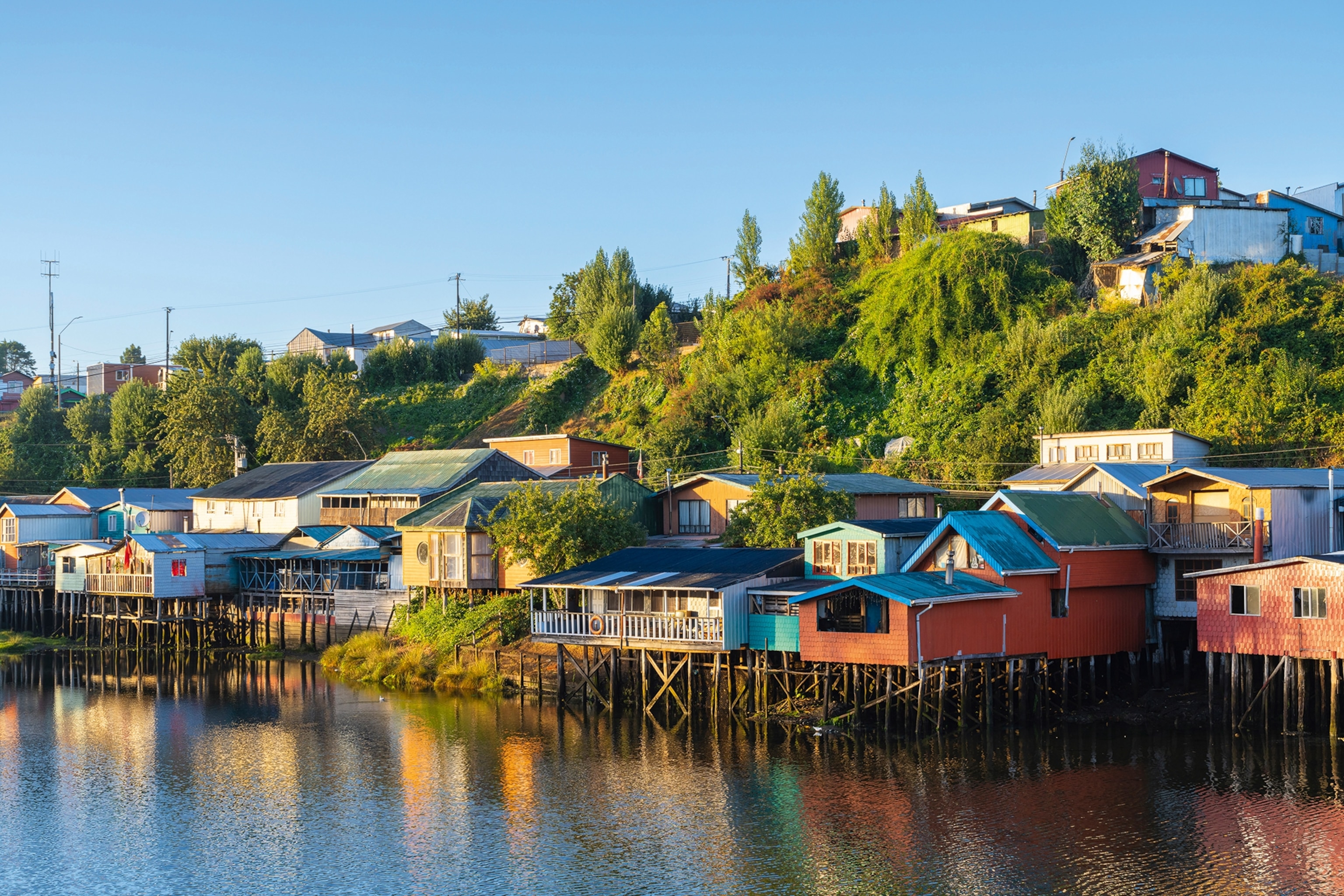 stilted houses along the coast