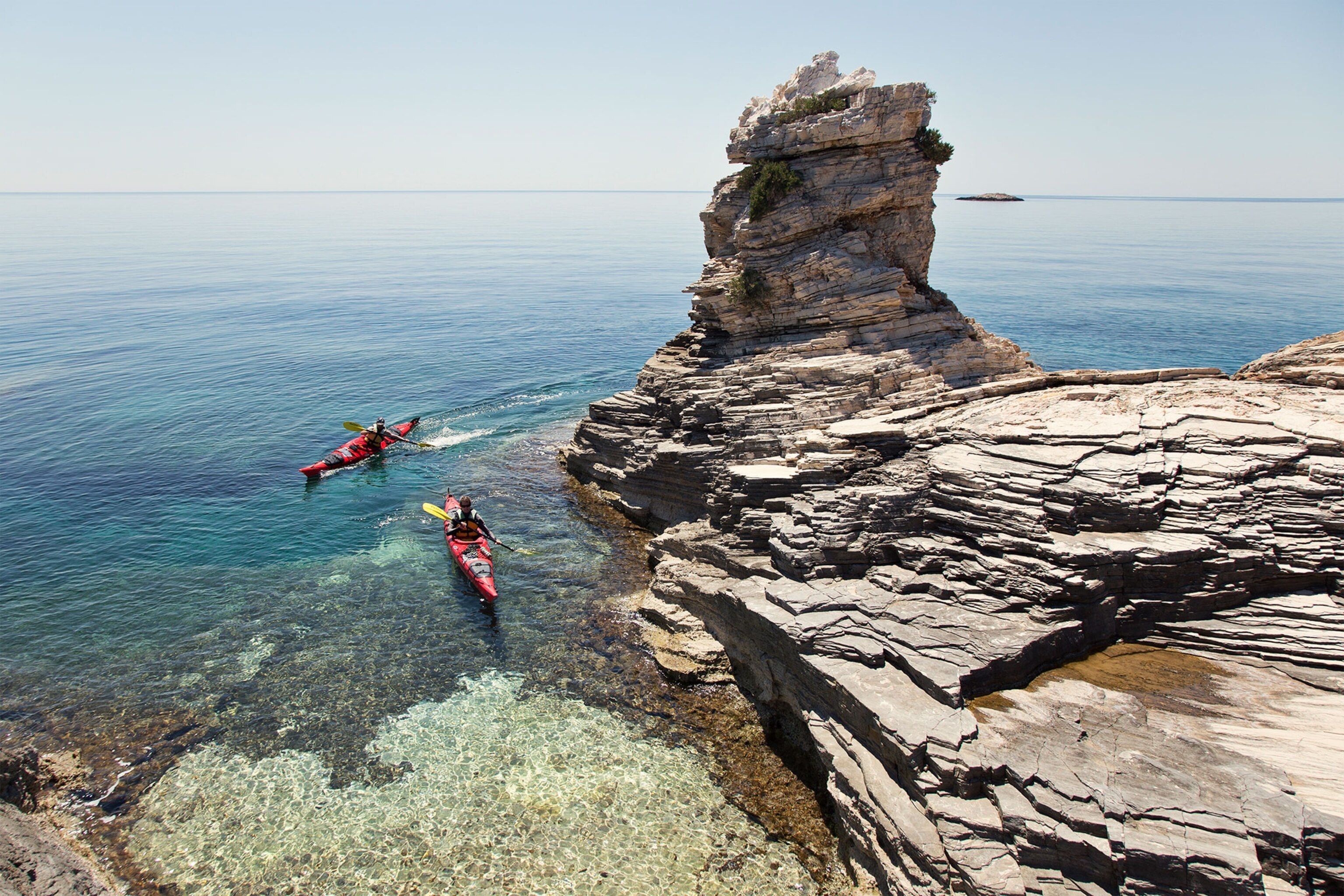a sea kayaker paddling in Croatia