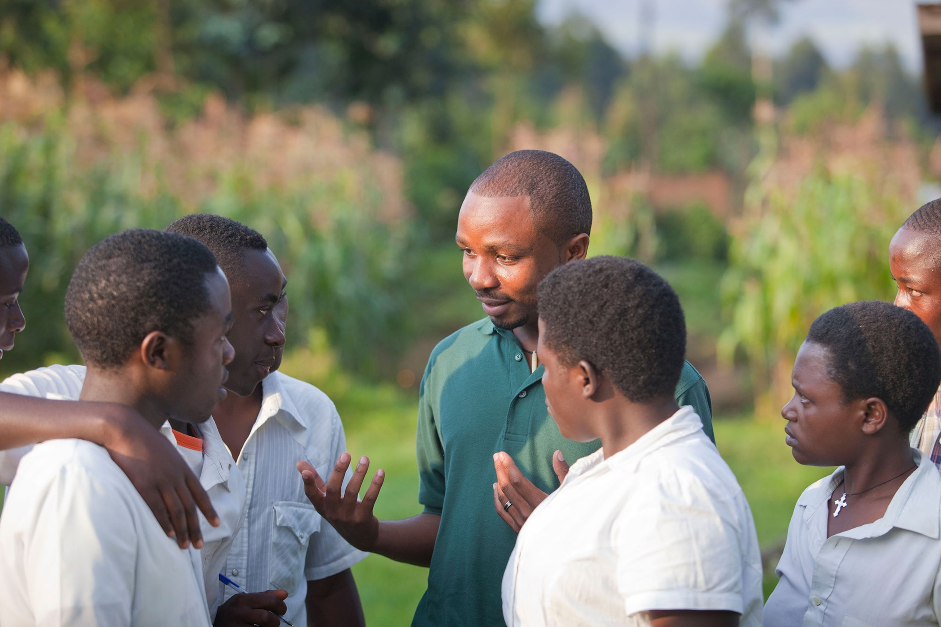 Dr. Olivier Nsengimana talking to students