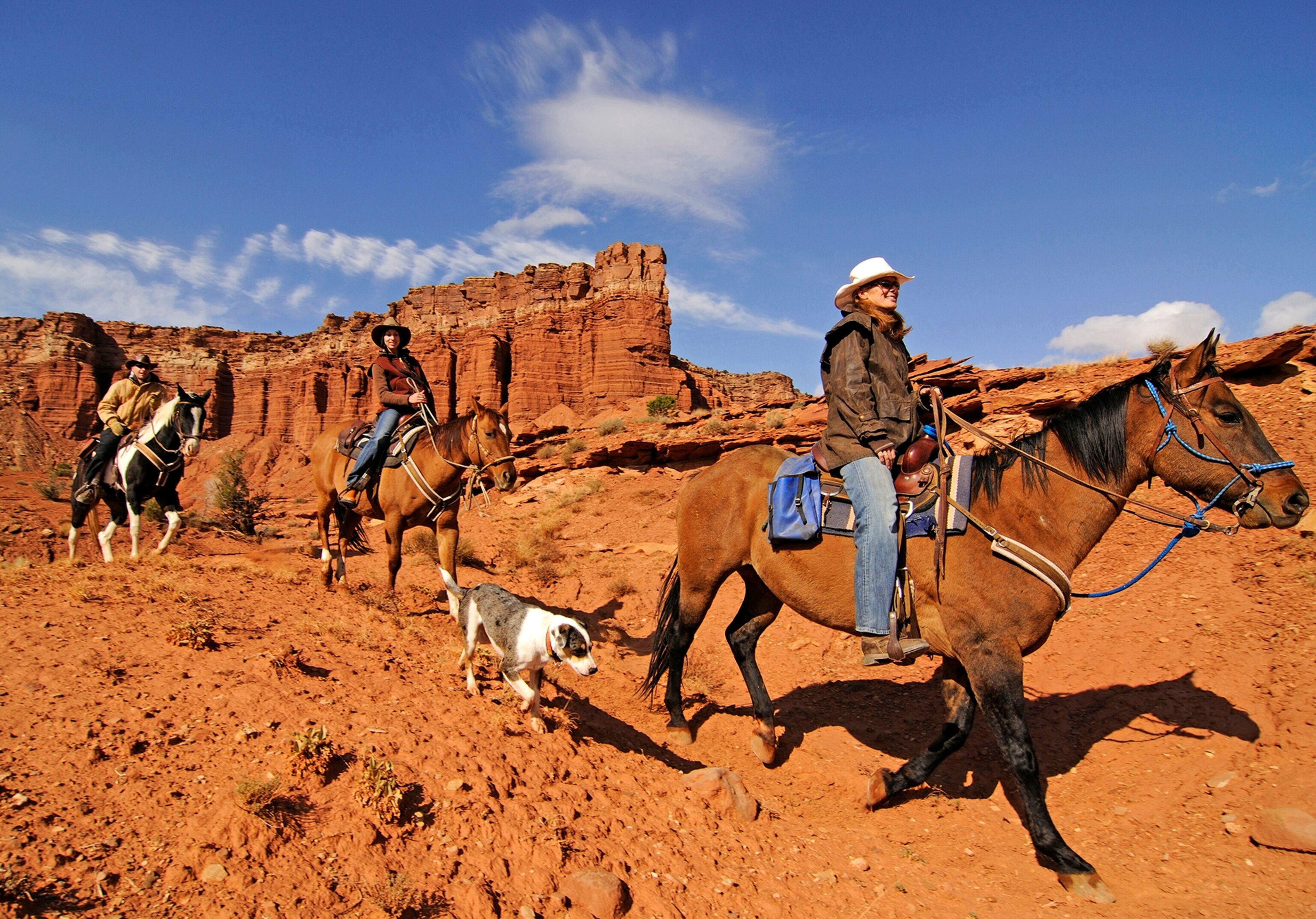 horseback riders in Capitol Reef National Park, Utah