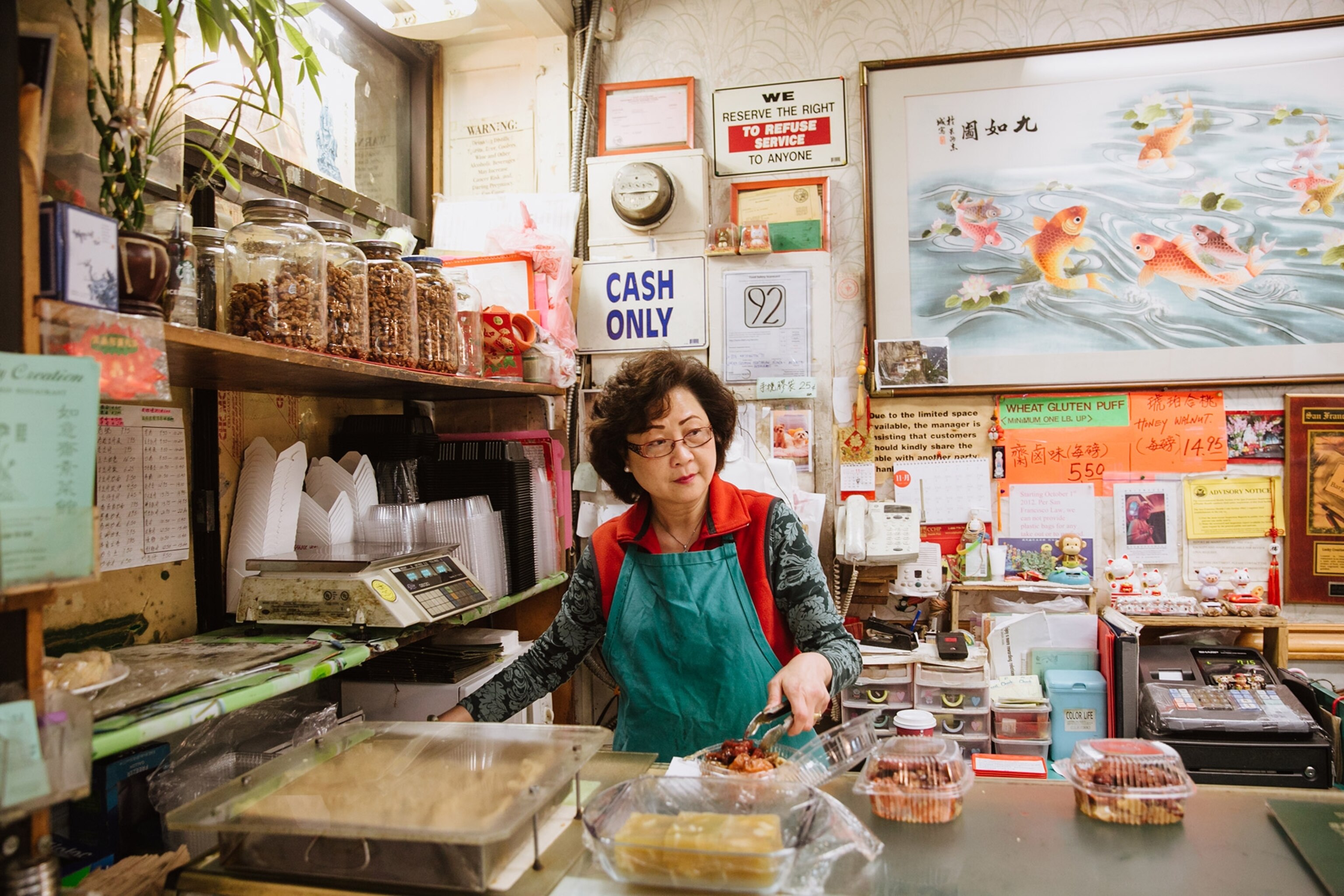 Sau Ling, owner of The Lucky Creation Vegetarian restaurant in San Francisco Chinatown