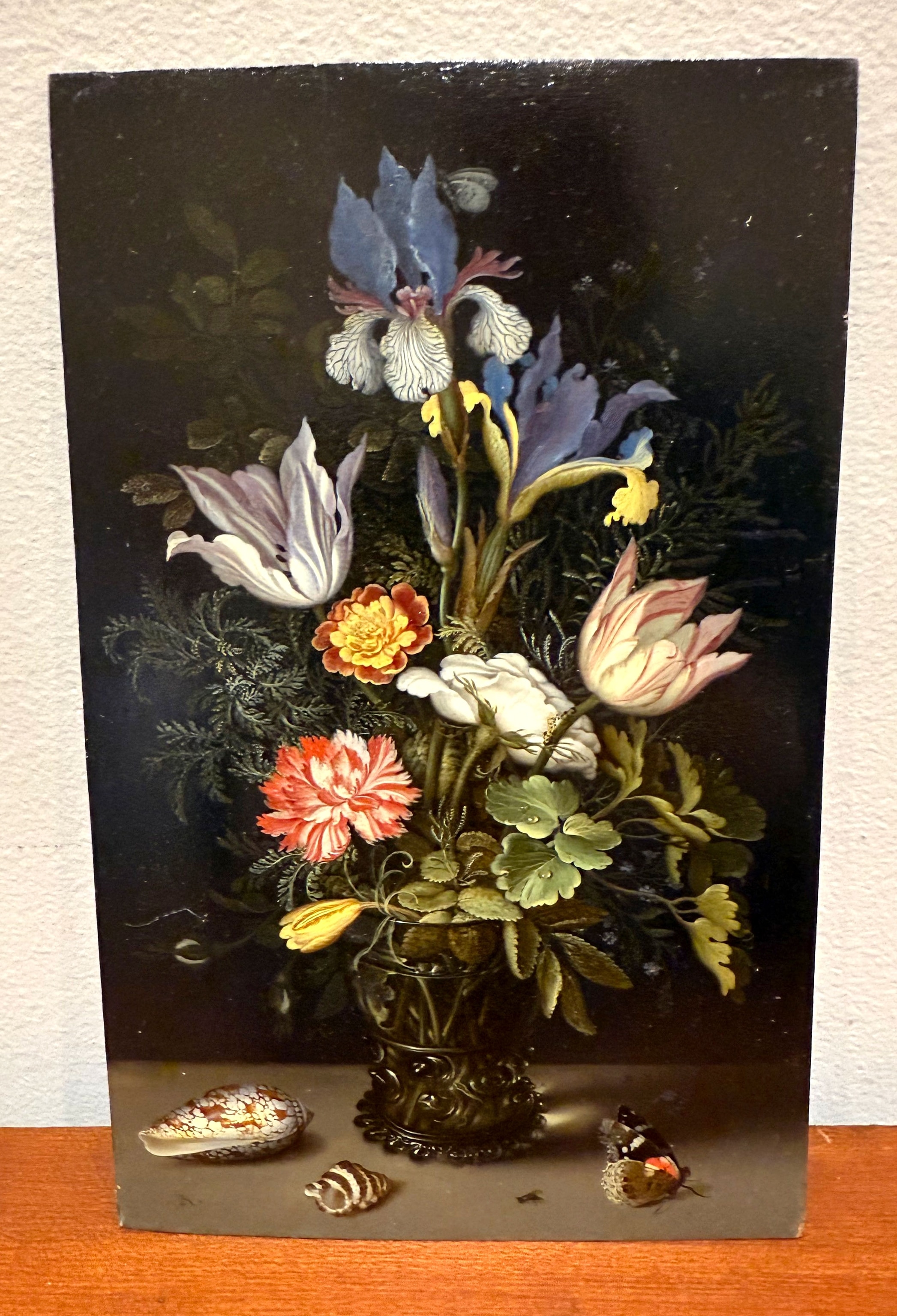 A painting on wood flooring.