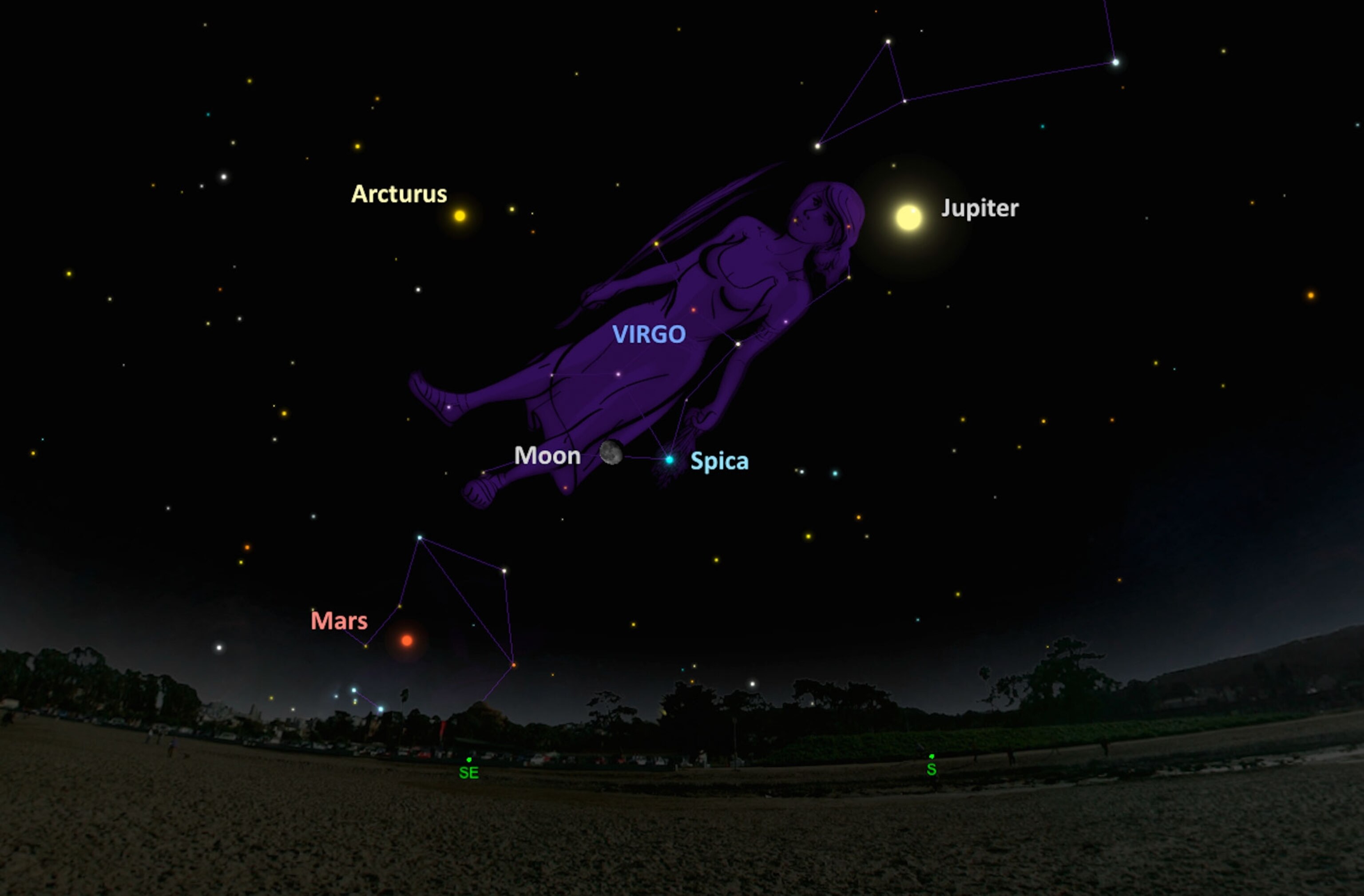 the moon paired with Spica