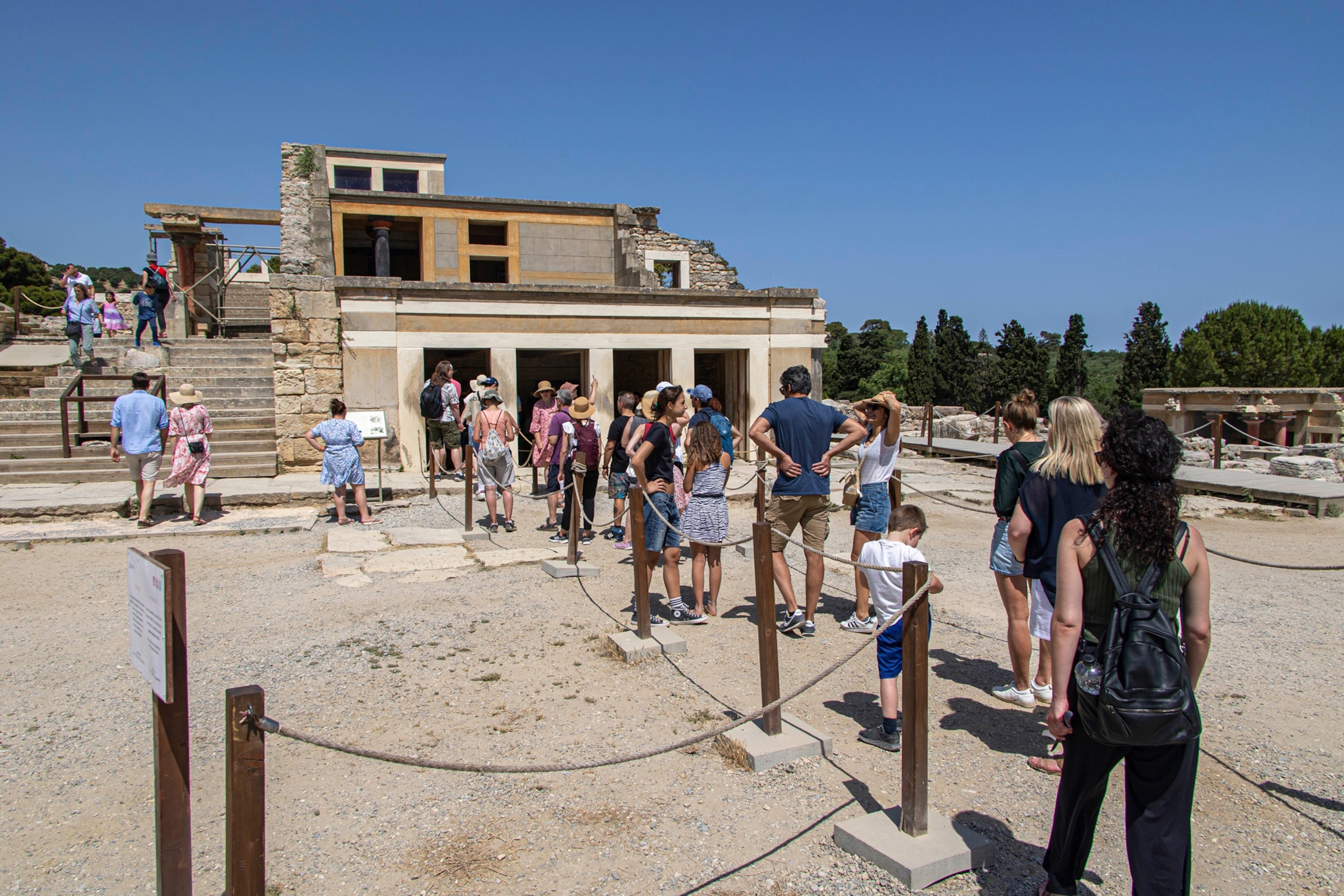 Ancient Knossos with the Minoan palace, the largest archaeological site of the Bronze Age on Crete island, Knosos