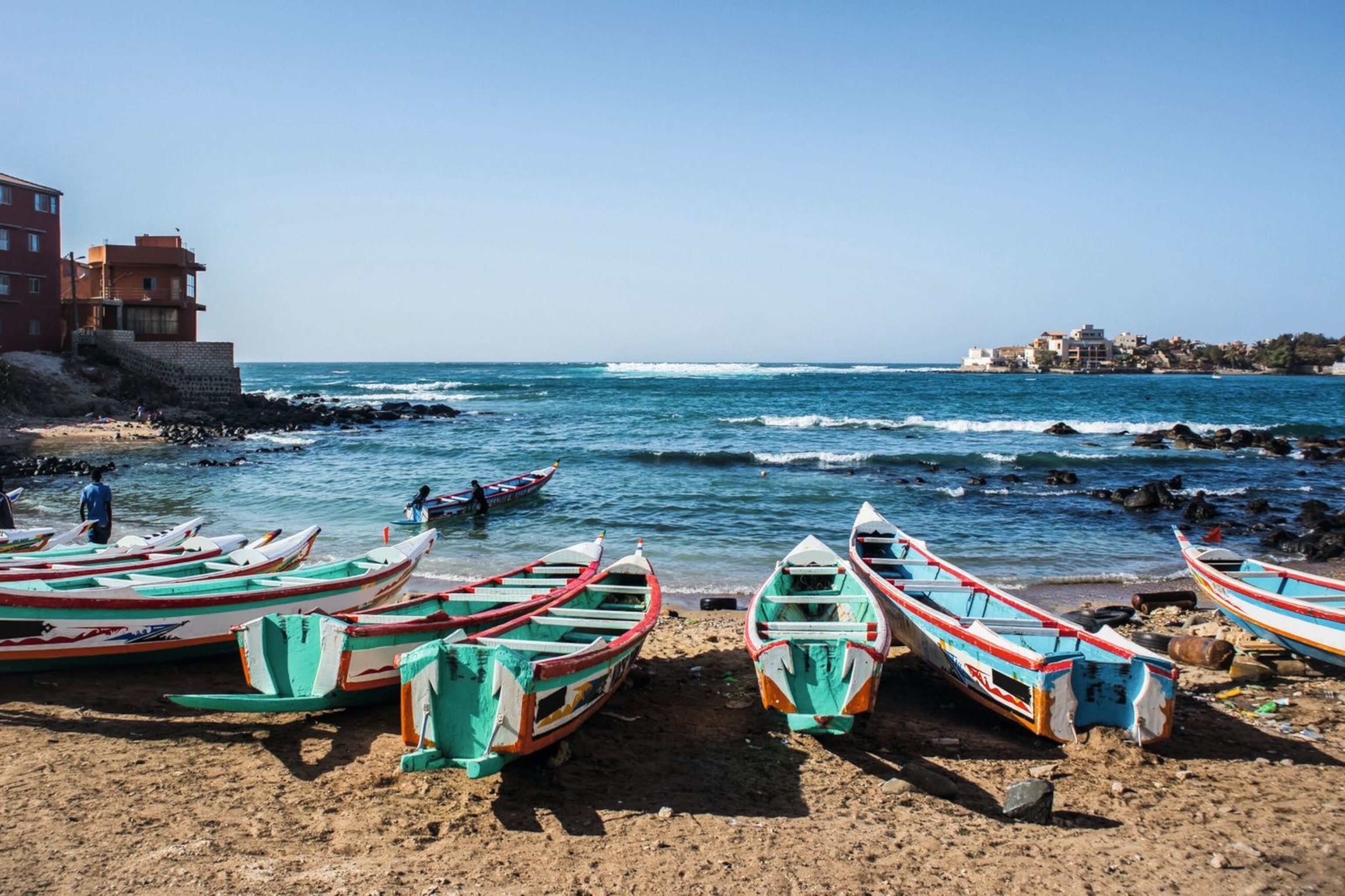 Fishing boats in Ngor Dakar, Senegal.