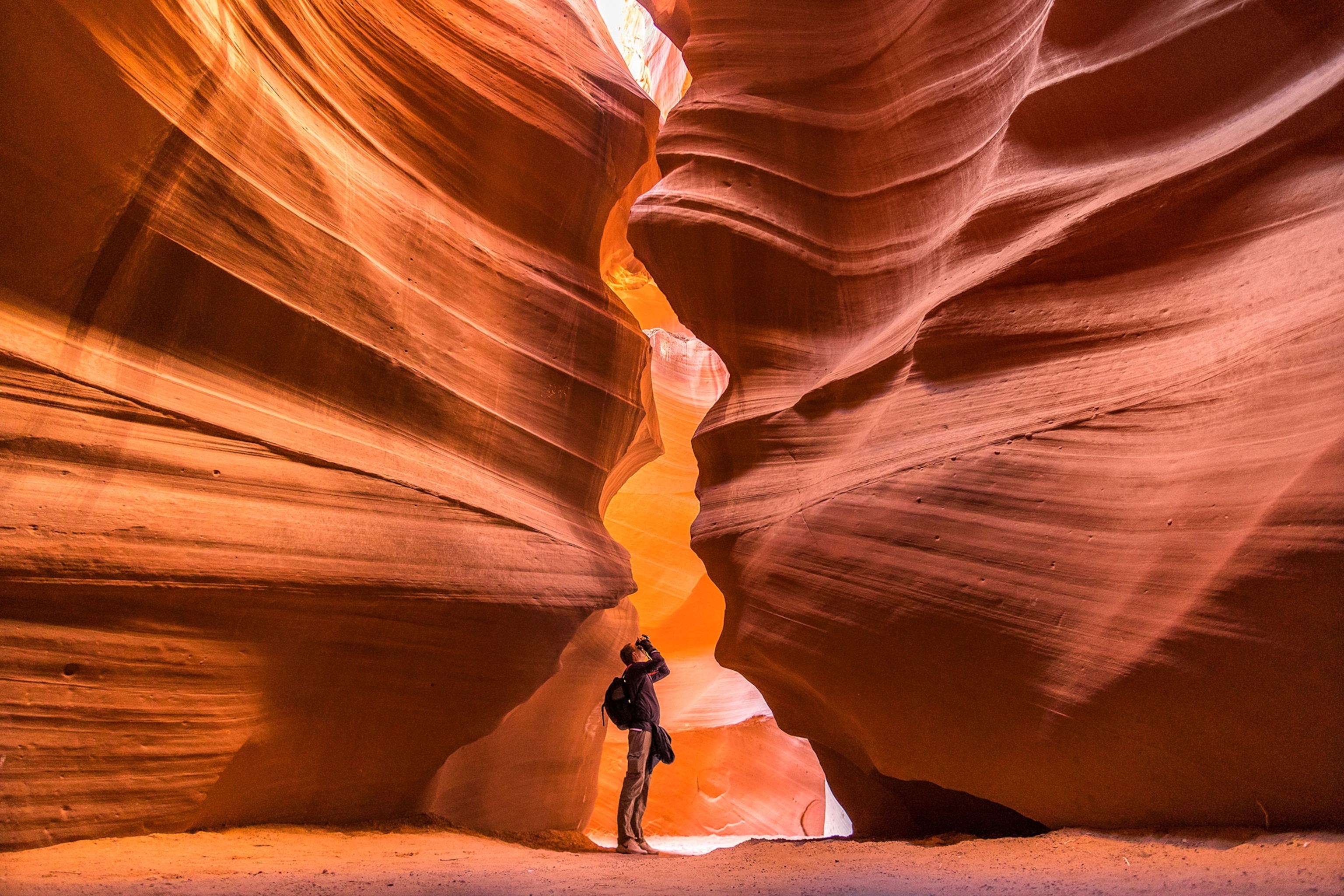 a hiker in Antelope Canyon, Arizona