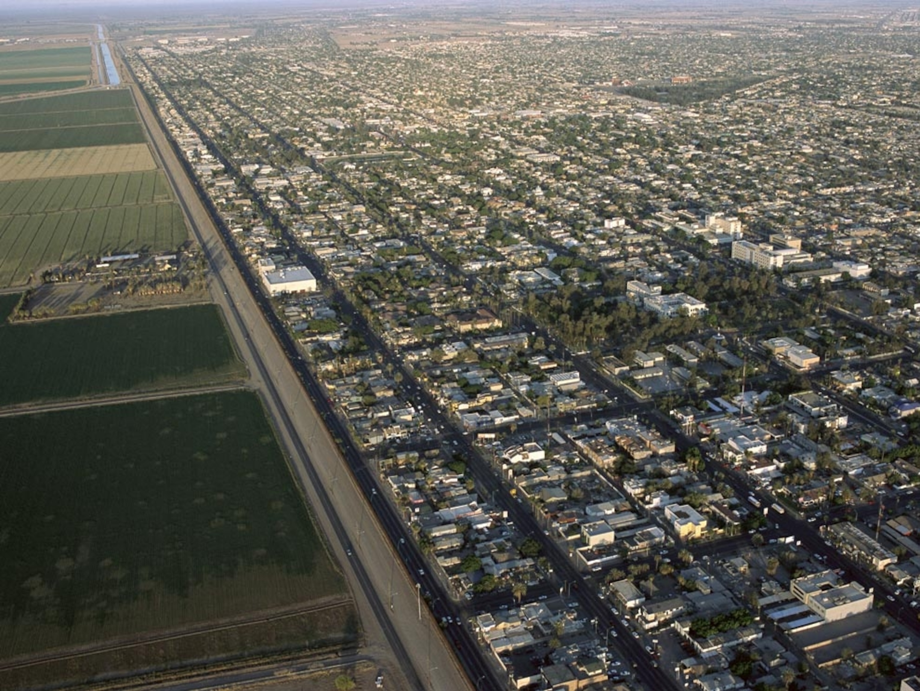 Aerial view of Mexicali and Calexico