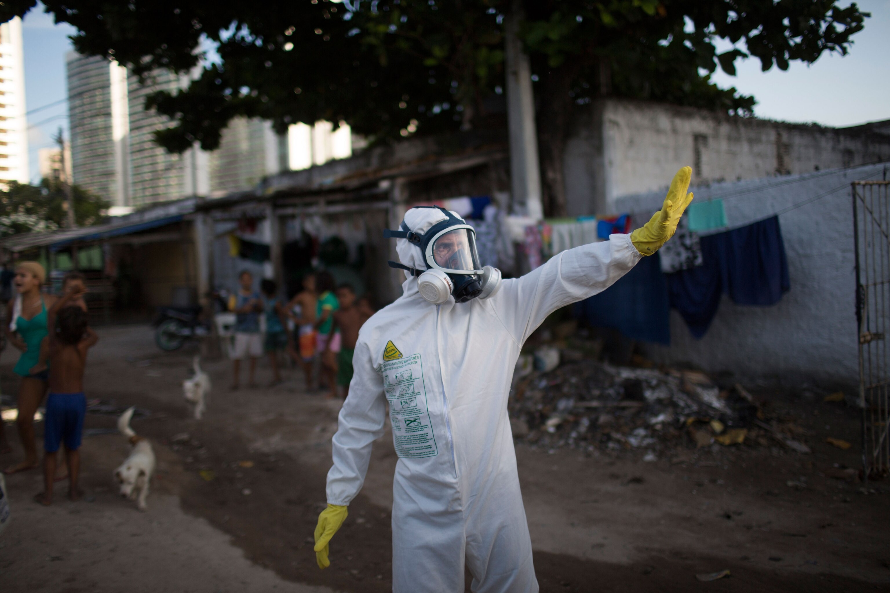 a worker during an operation to combat mosquitoes in Recife, Brazil