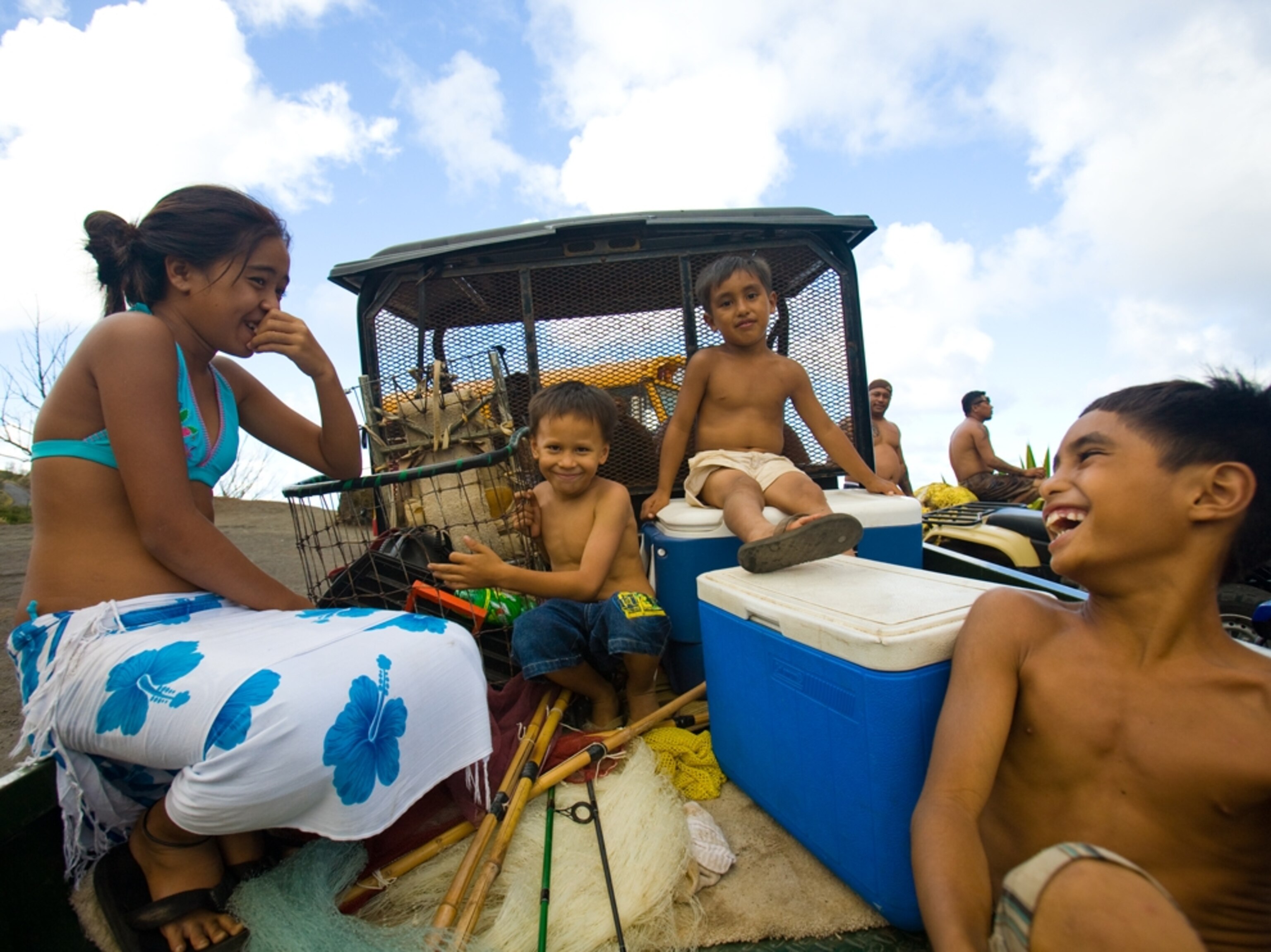 Children on fishing excursion, Kahakuloa, Maui, Hawaii