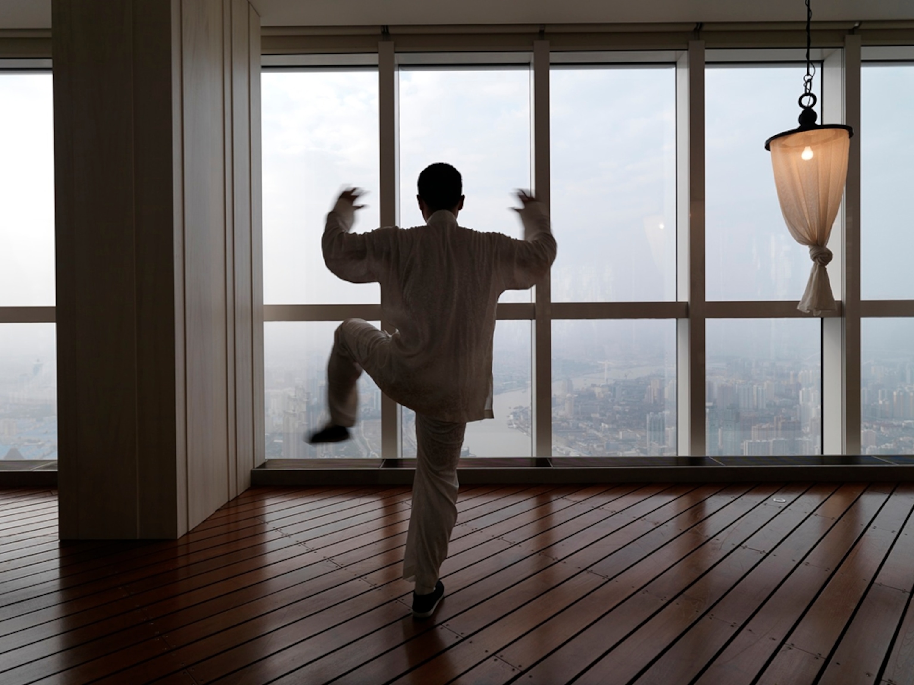 Tai chi master at Park Hyatt Hotel, Shanghai