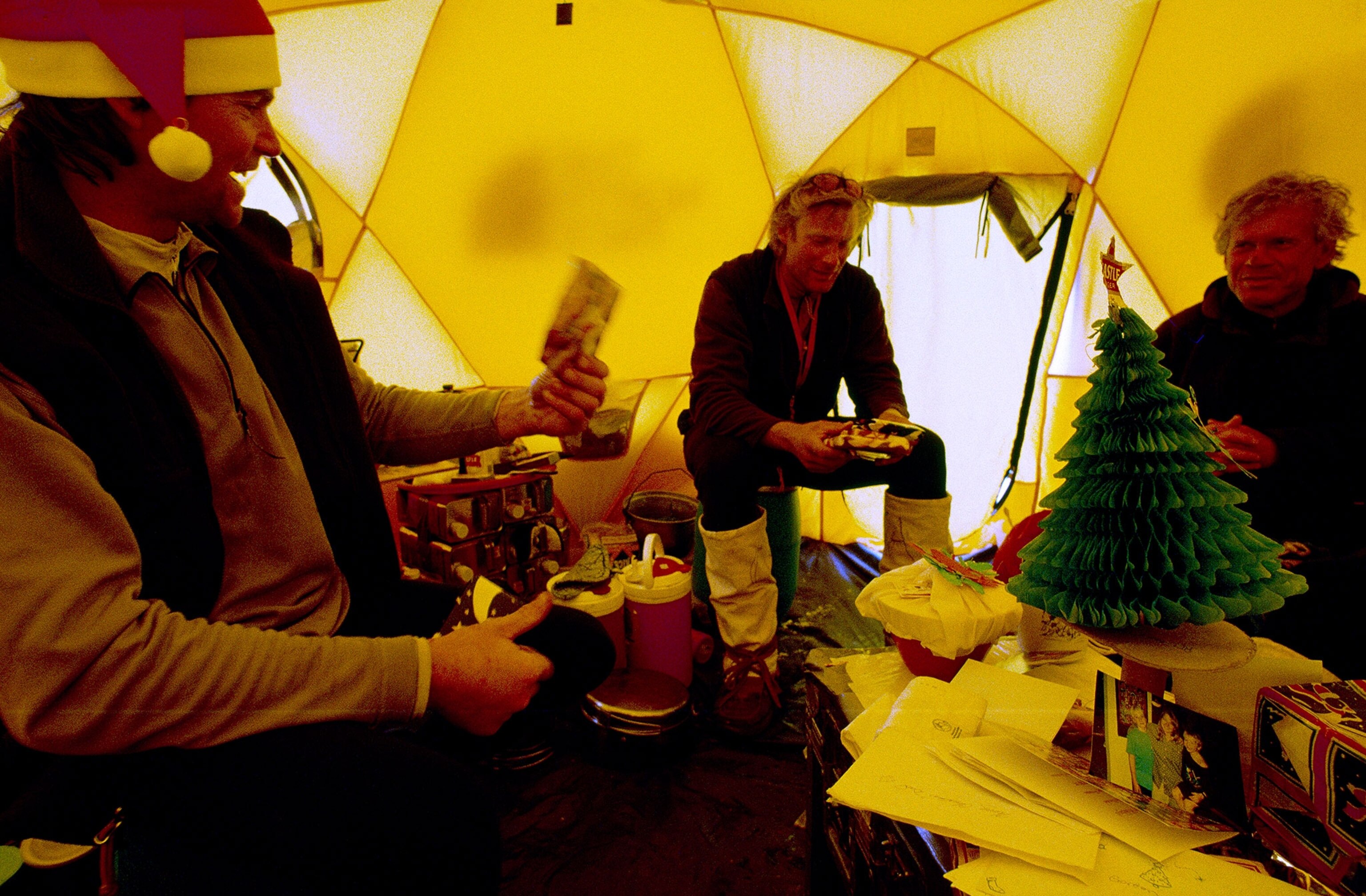 expedition members celebrating Christmas