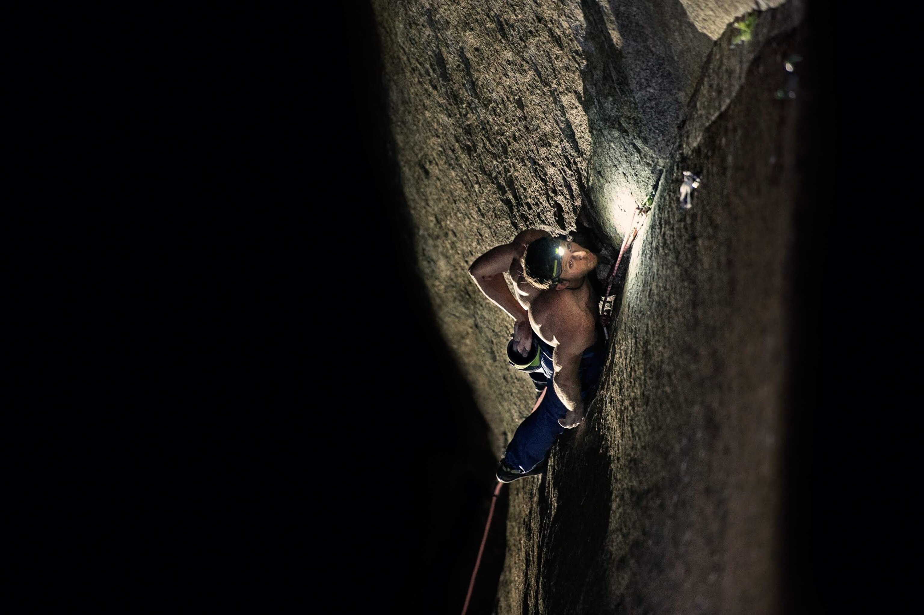 Tommy Caldwell and Kevin Jorgeson at their hanging camp on El Cap at Yosemite