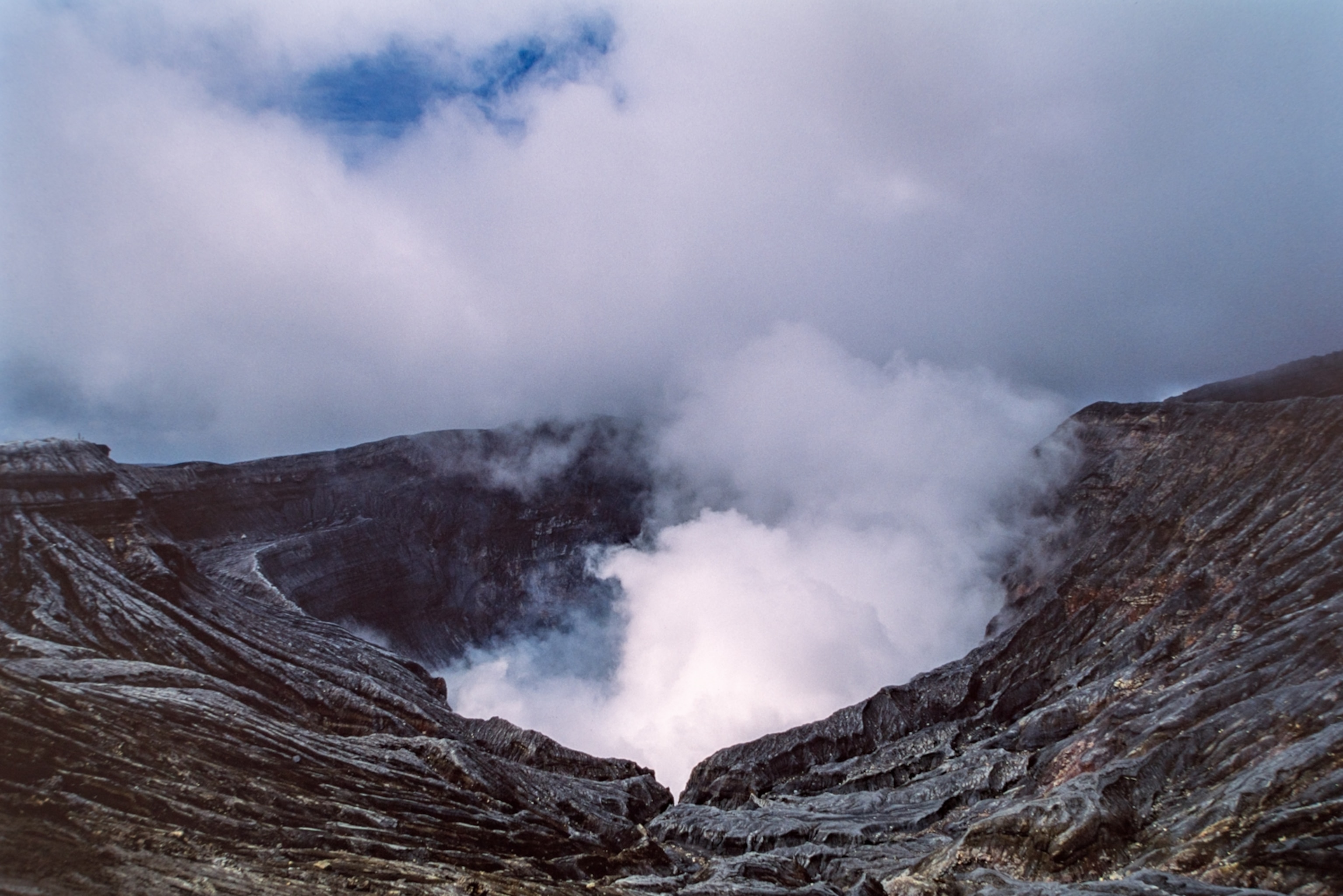 Image of Aso National Park is home to the world's biggest Caldera. Kumamoto, Kyushu, Japan 1993.