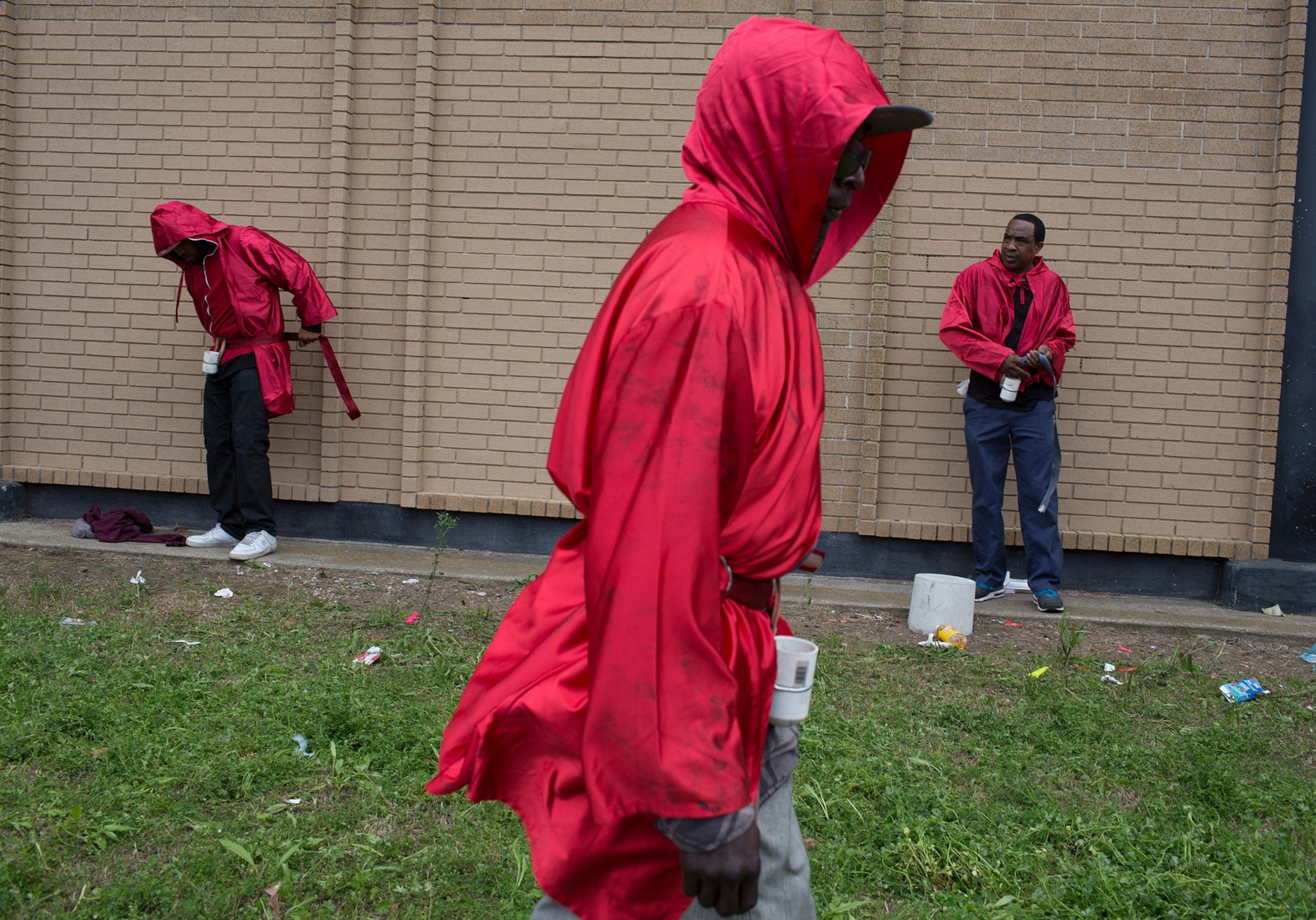 flambeau carriers before the Krewe of Orpheus Mardi Gras parade in New Orleans