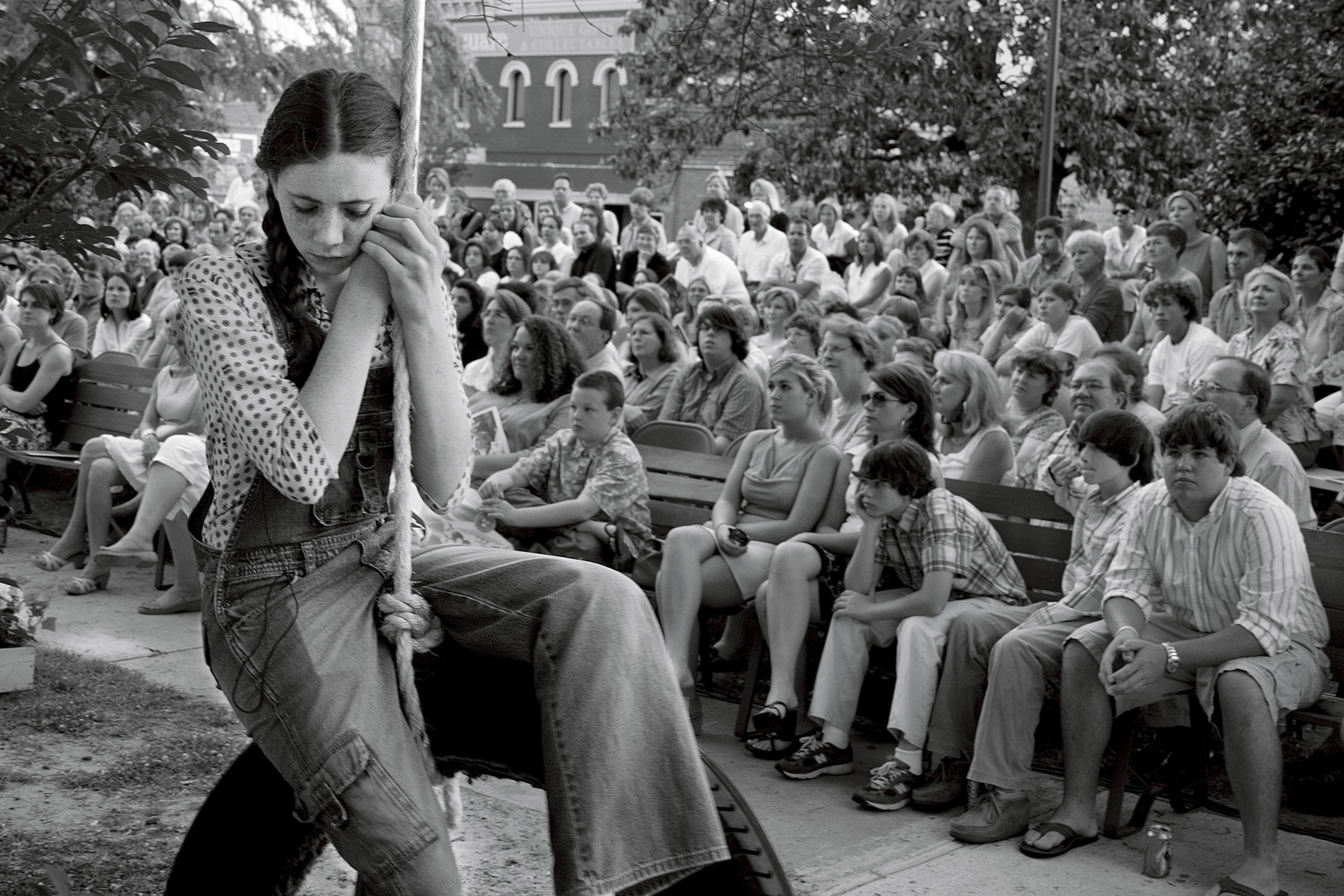 A young actress plays Scout in an annual staging of "To Kill a Mockingbird."