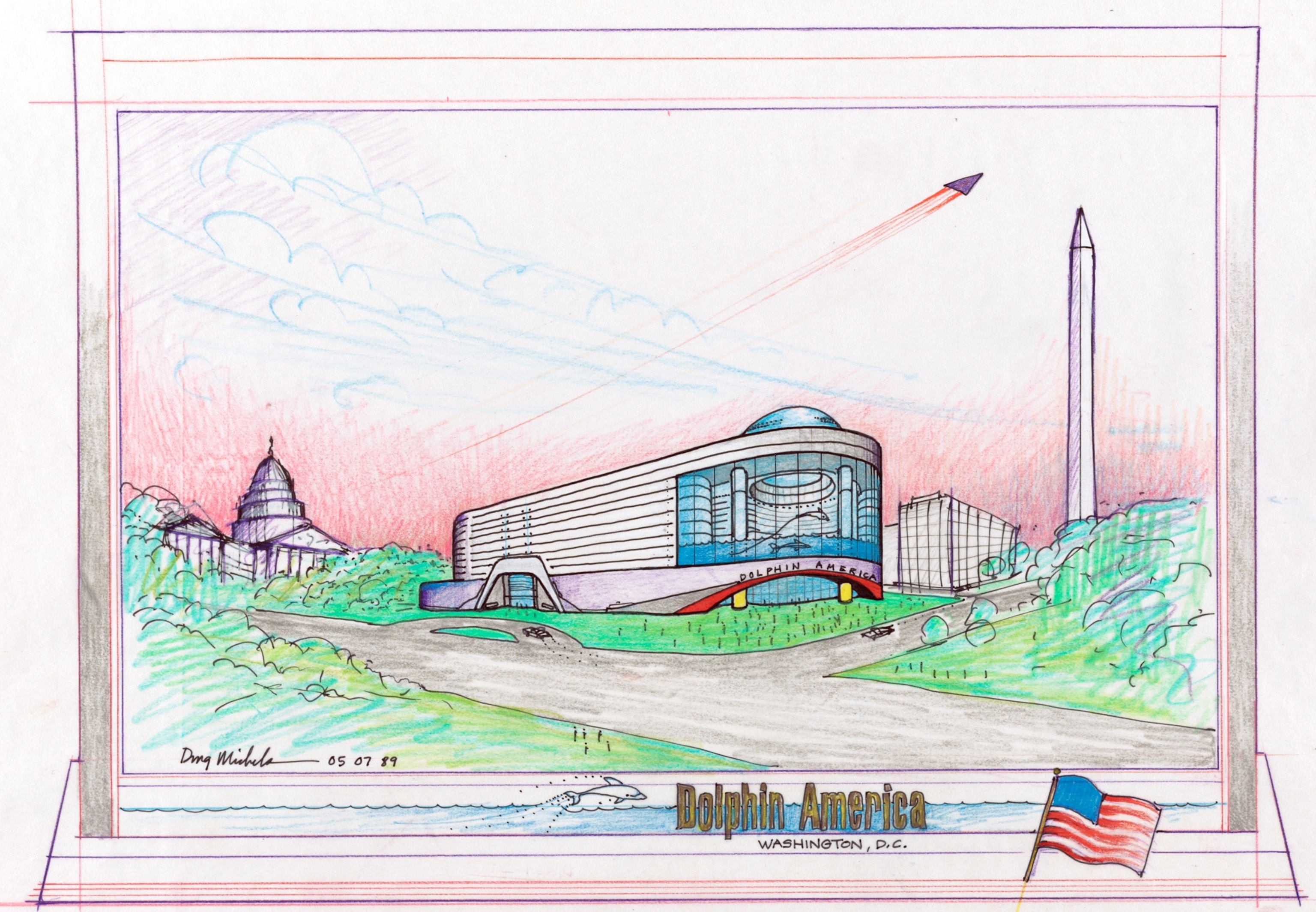 Washington's Other Monuments - A drawing of a proposed Dolphin Hotel.