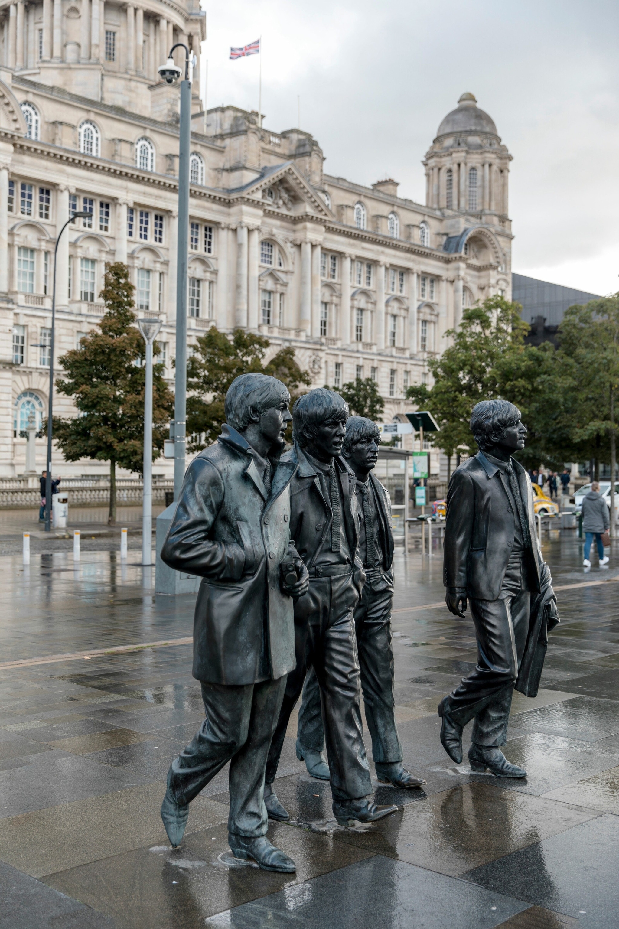 Statue of The Beatles on the Liverpool Waterfront.