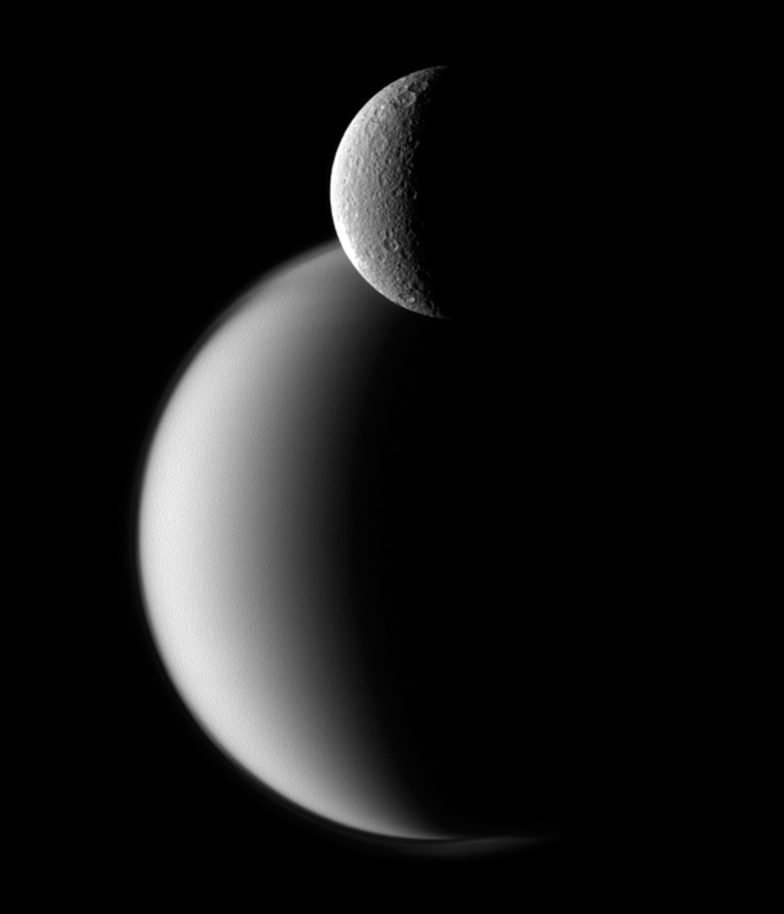 Moon picture: Saturn's moons Titan and Rhea