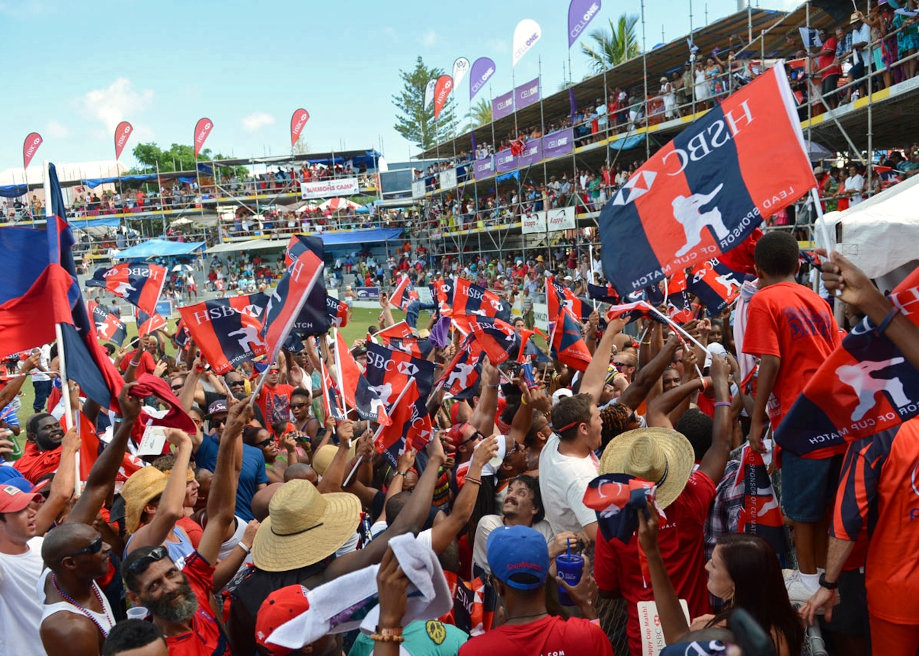 fans celebrating a win for the Somerset Cricket Club at the 2012 Bermuda Cup Match