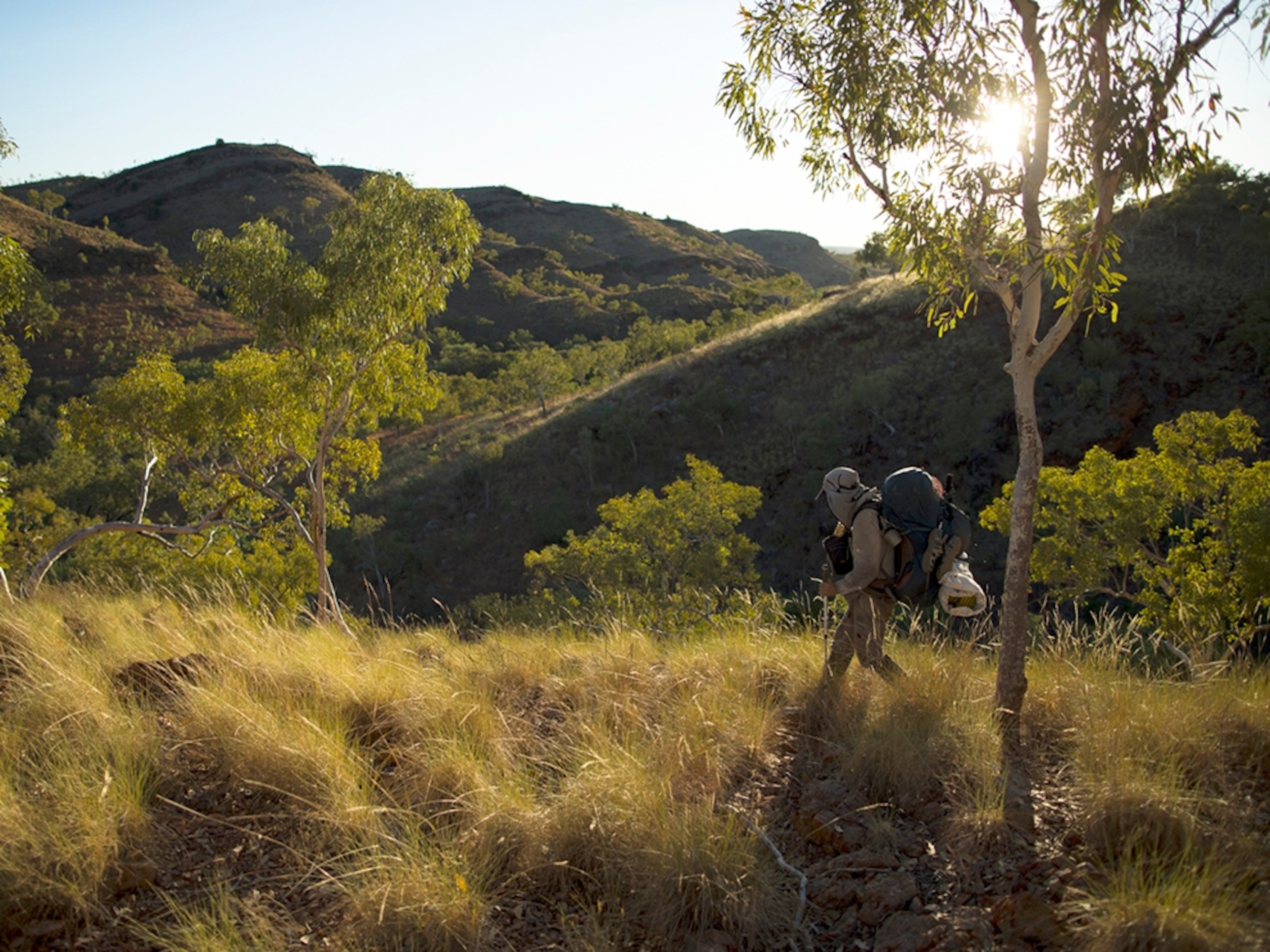 Sarah Marquis walking in the outback of Australia.