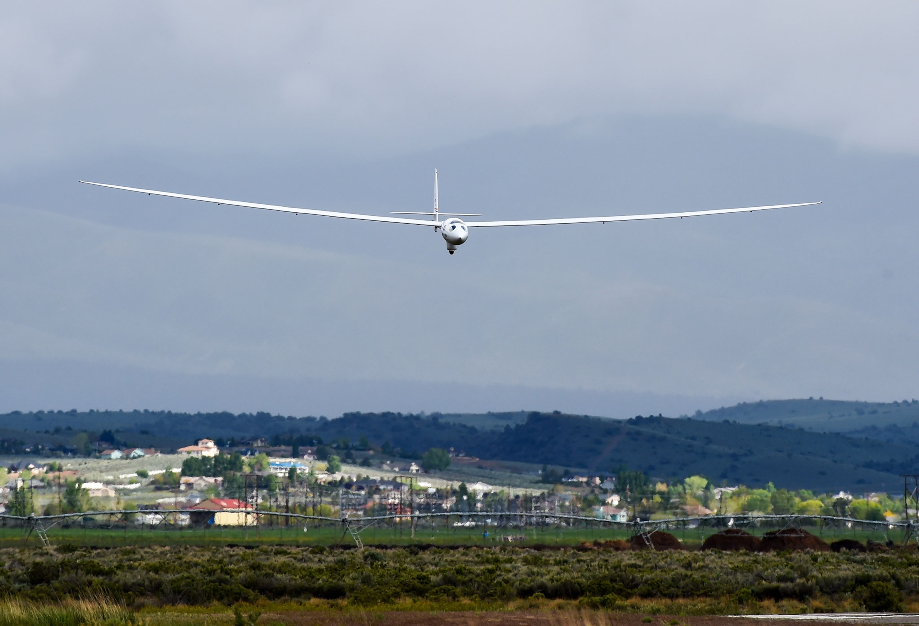 a plane finishing a test flight
