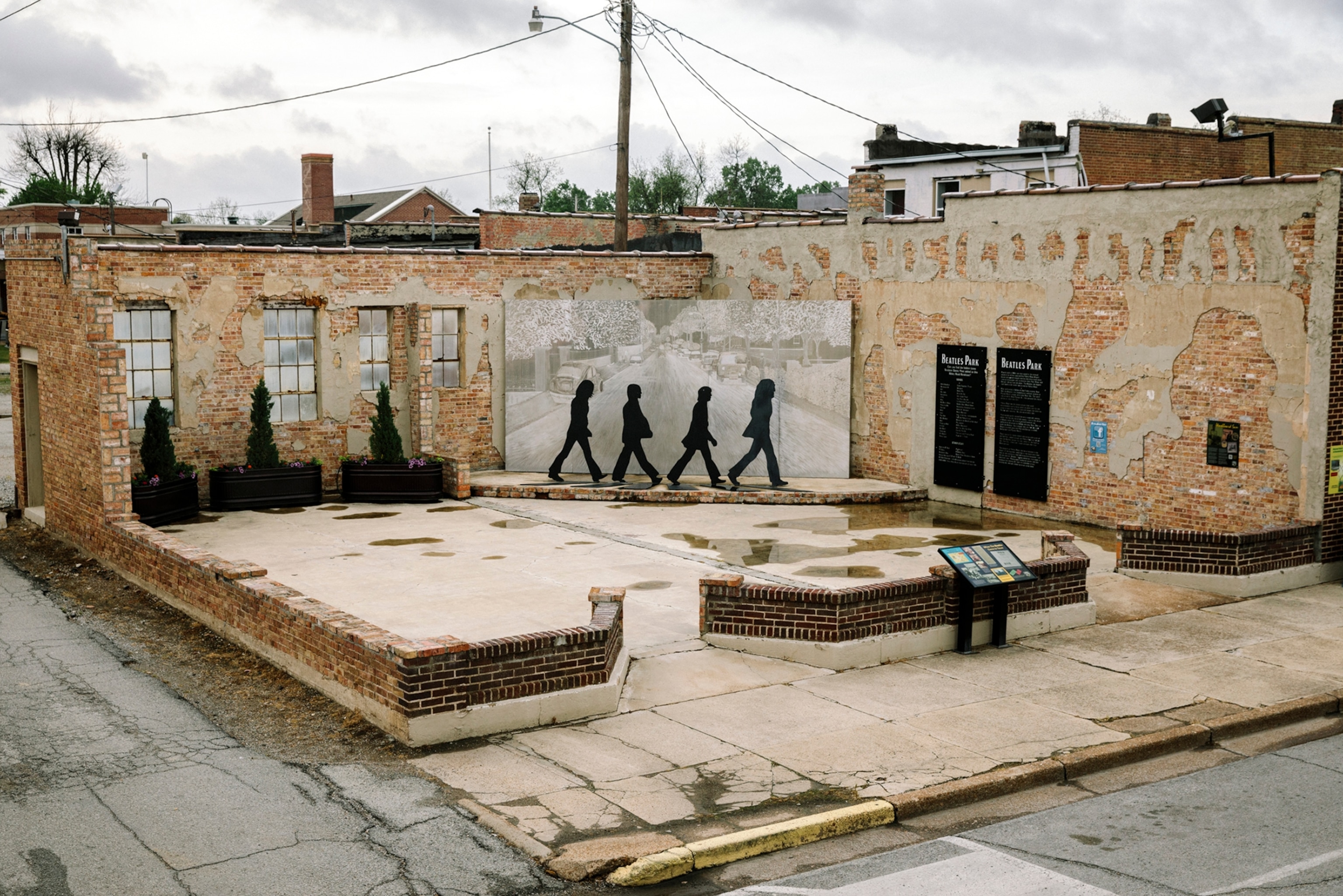 the Beatles sculpture at Beatles Park in downtown Walnut Ridge, Arkansas