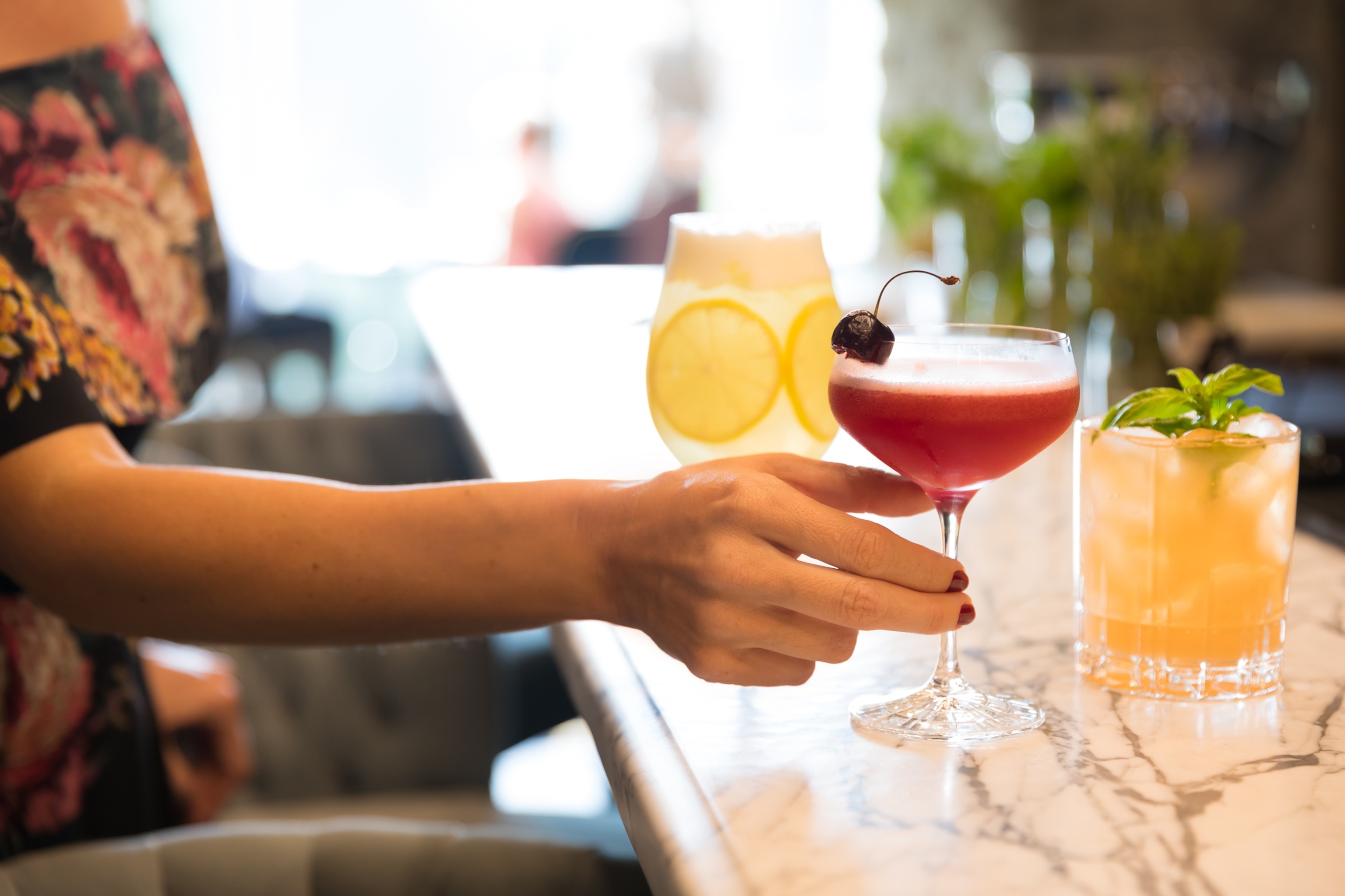 Cocktails at the bar, Elora Mill Lemon Meringue Sangria