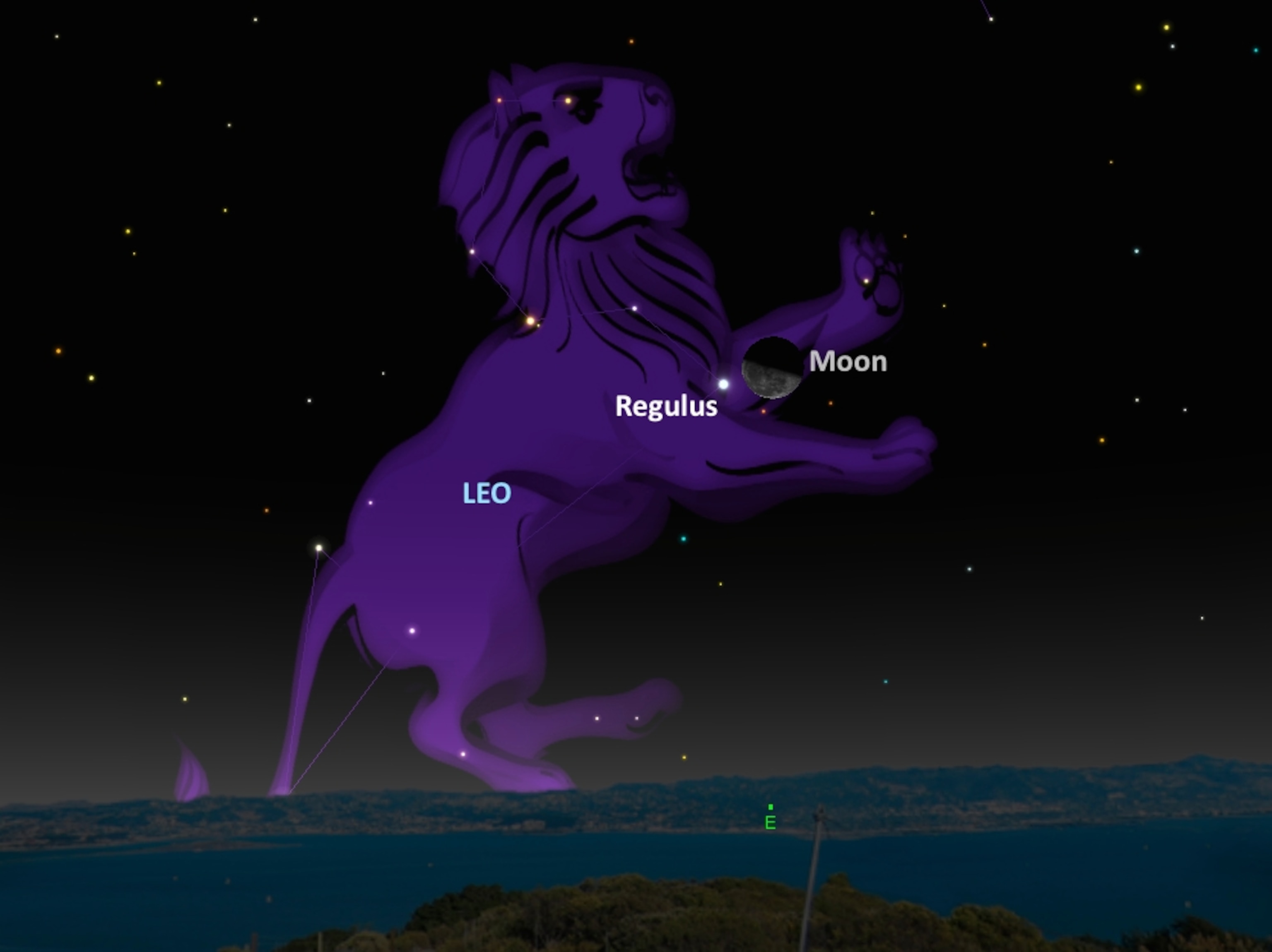 Sky Chart with Leo constelation