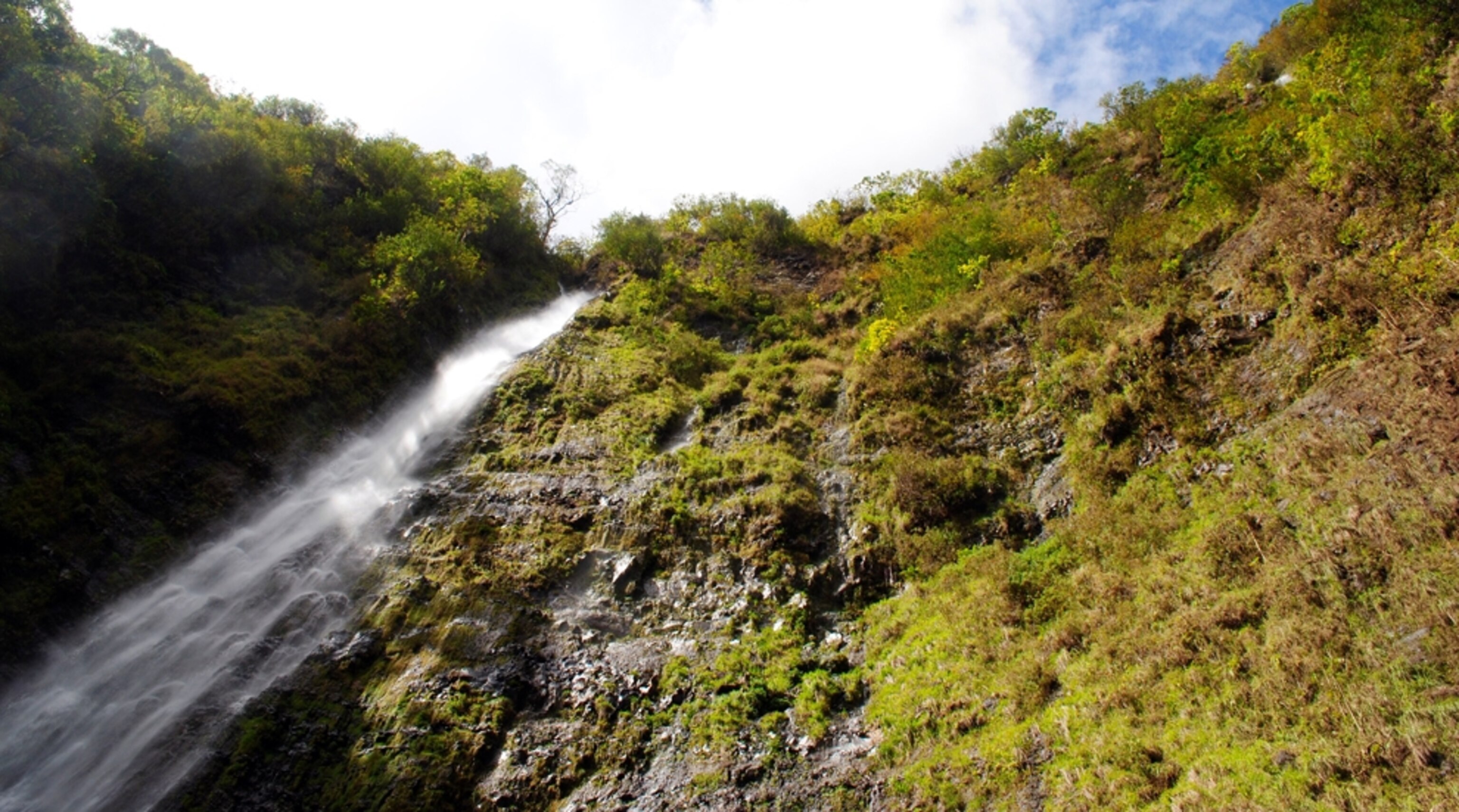 Waterfall and rocky cliff