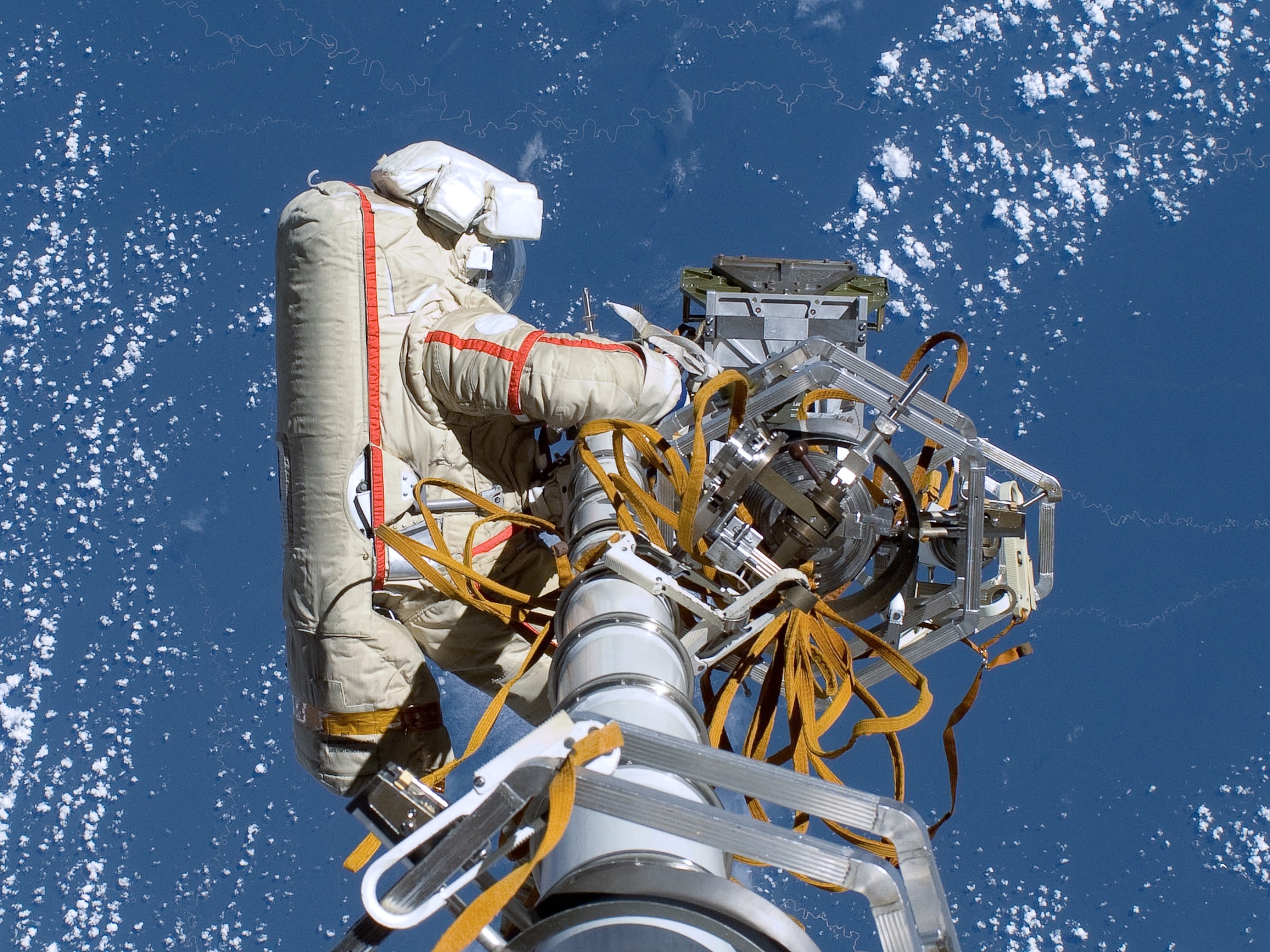 Picture - Russian cosmonaut Gennady Padalka working outside the International Space Station