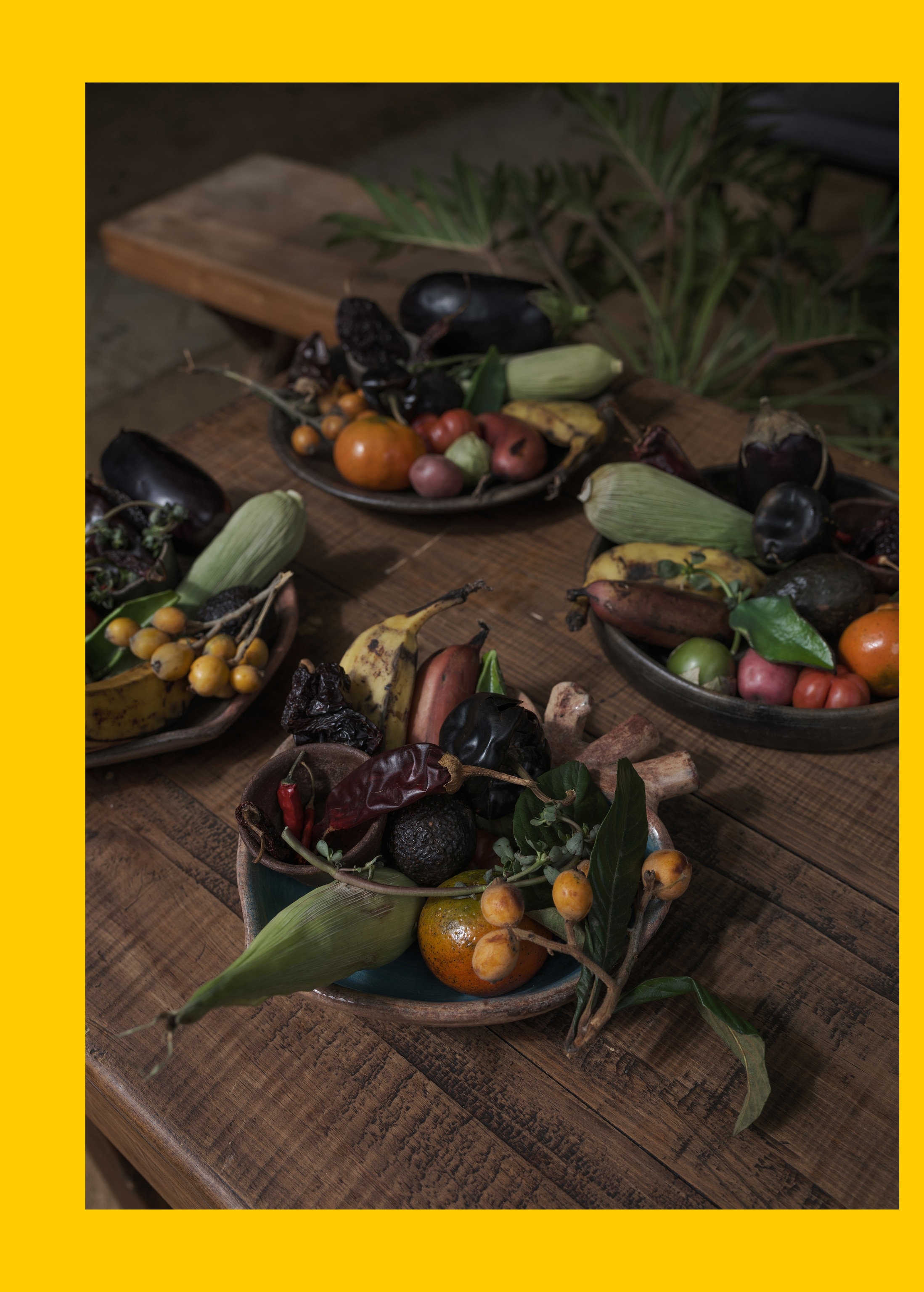 Three plates of Oaxaca’s seasonal harvests.