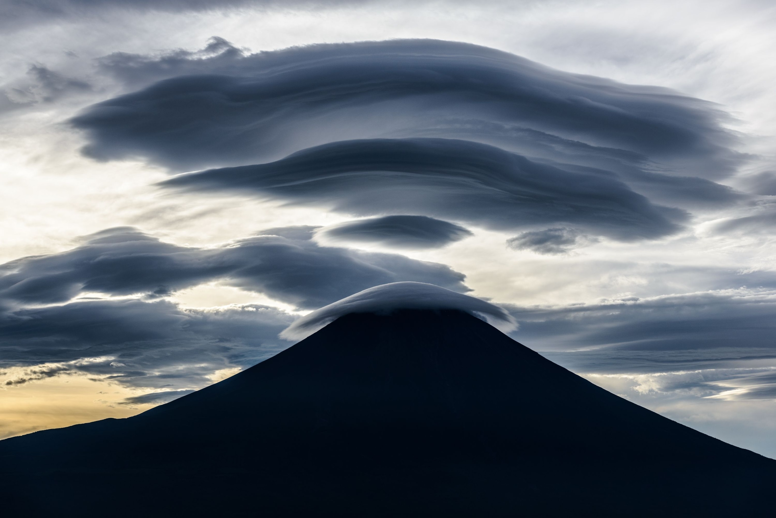 mt fuji, clouds, landscape