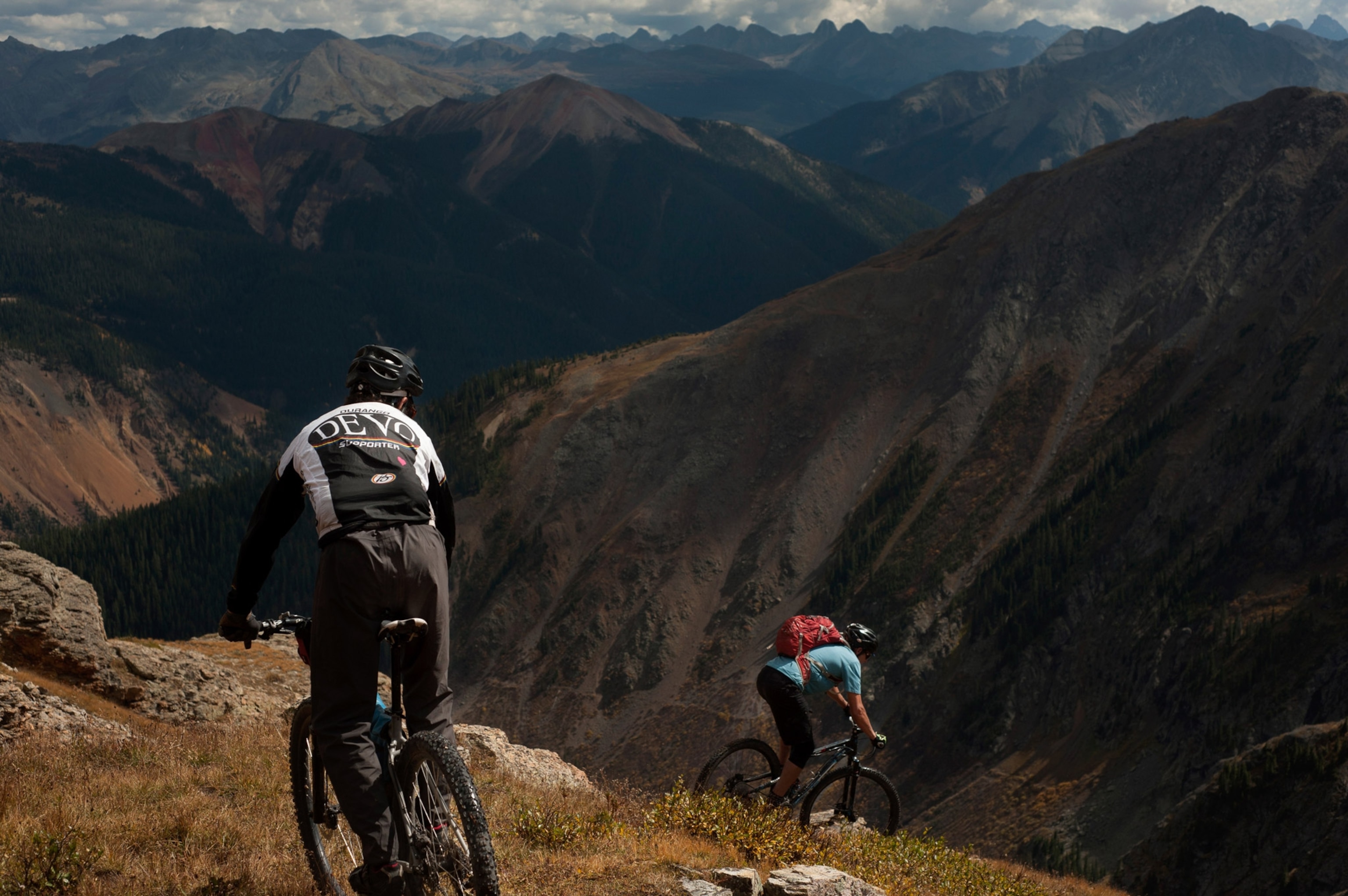 two bikers exploring new terrain in Telluride, Colorado