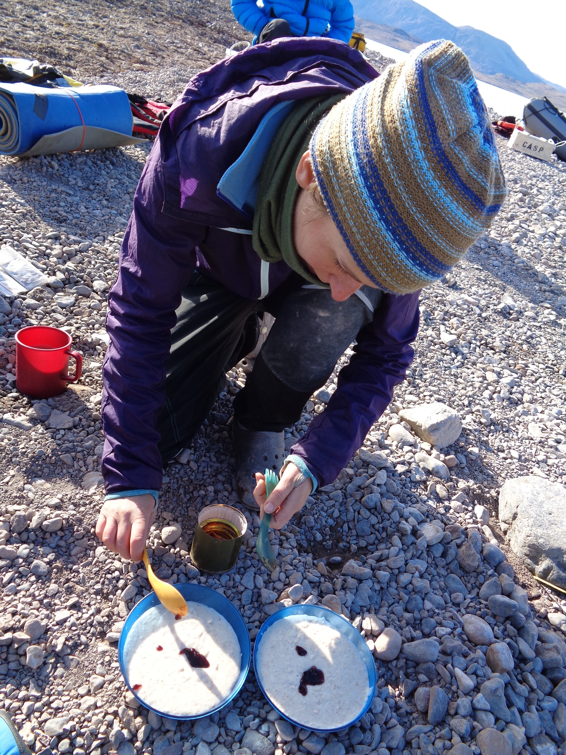 Gina Moseley adds the 55-year-old grape jam to her porridge. Photograph by Chris Blakeley.