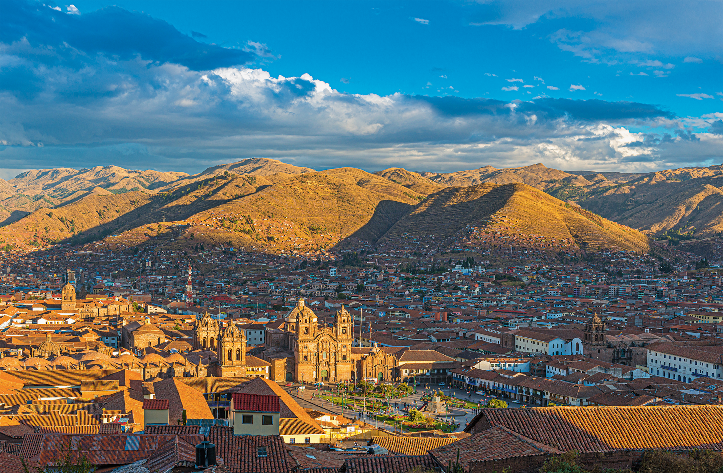 Aerial view of the modern city of Cusco.