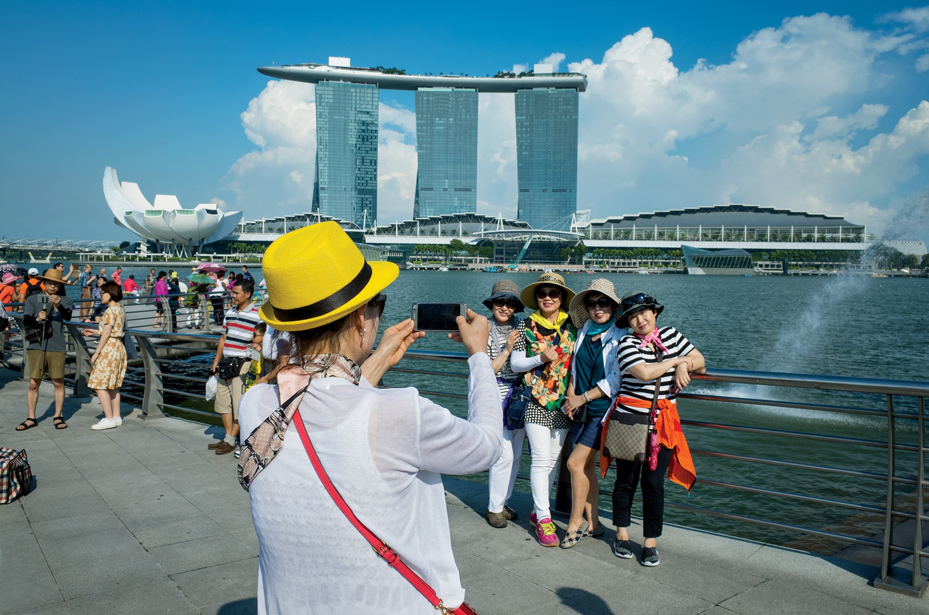tourists taking a photo in Singapore