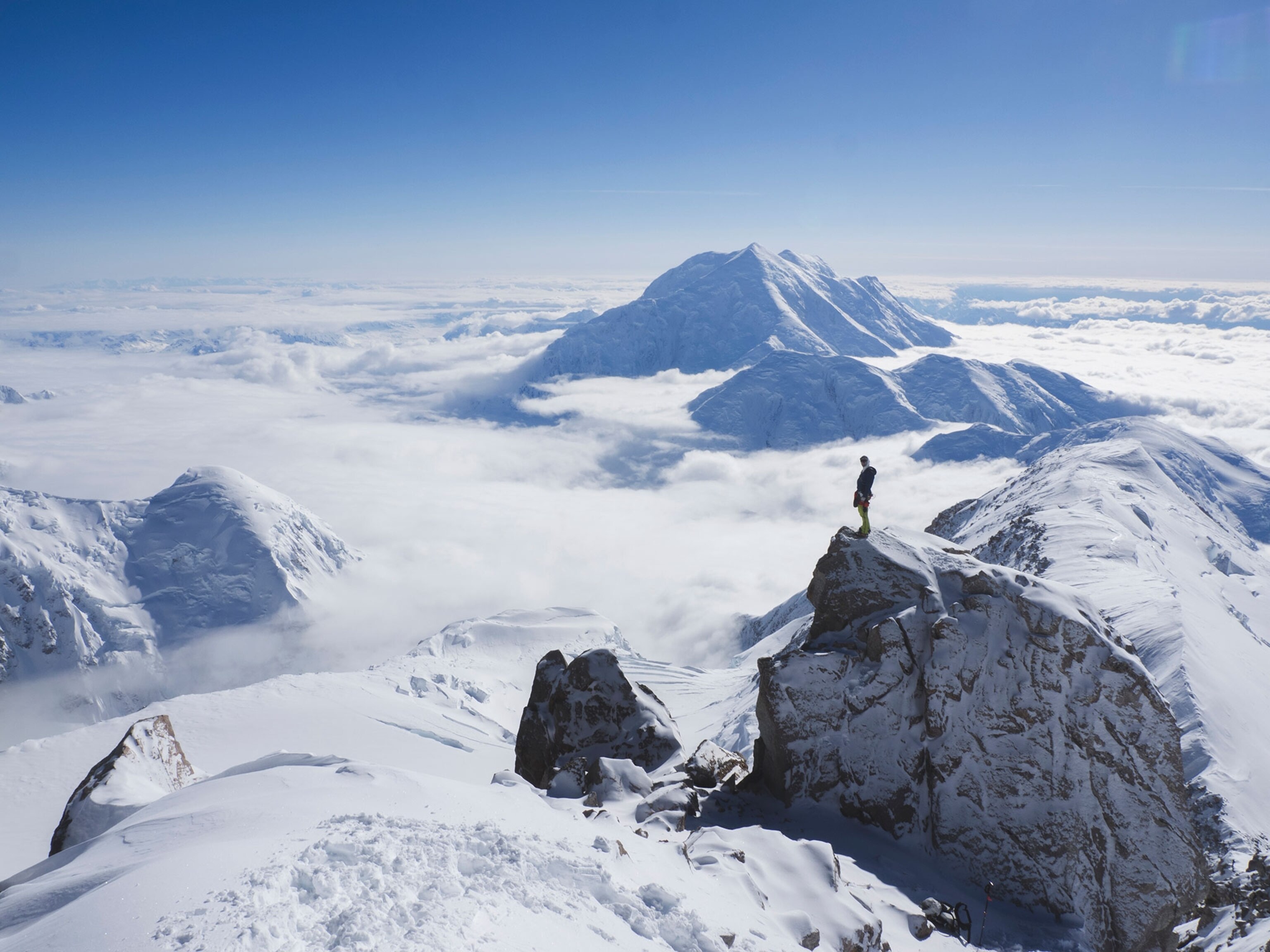 a climber on Mount Denali, Alaska