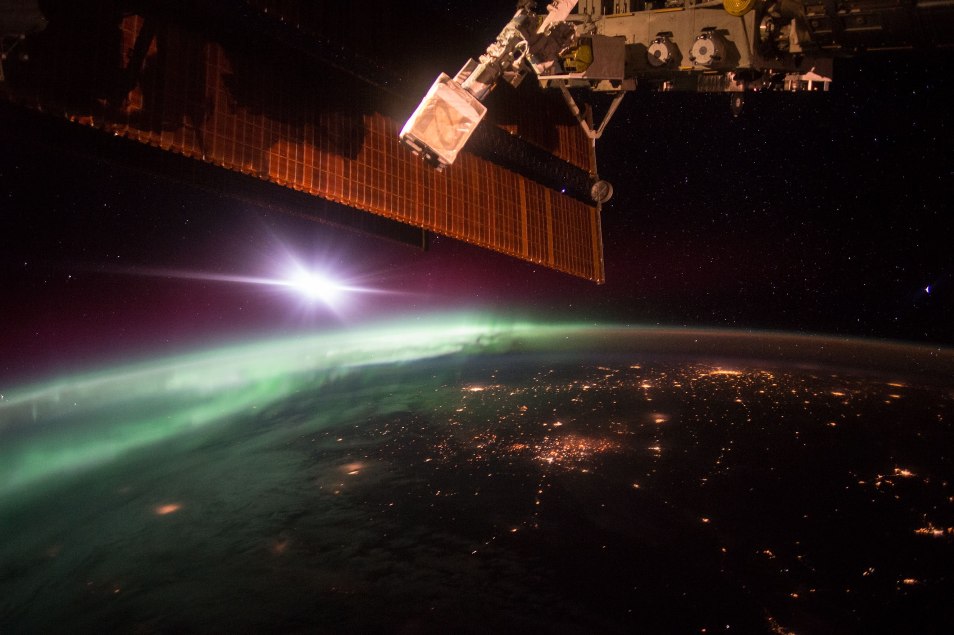 aurora borealis as seen from the International Space Station