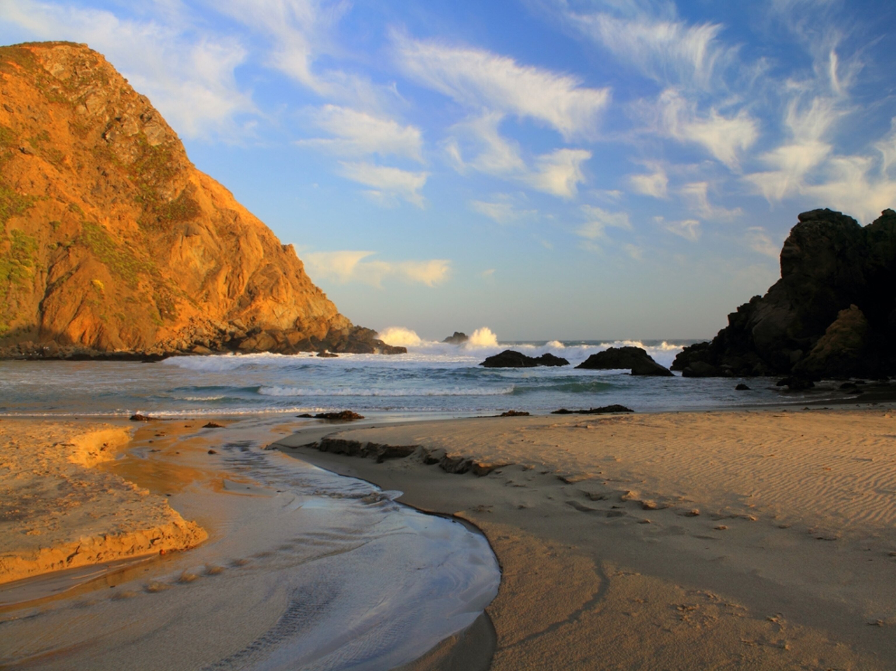 Sunset on the beach in Big Sur, California