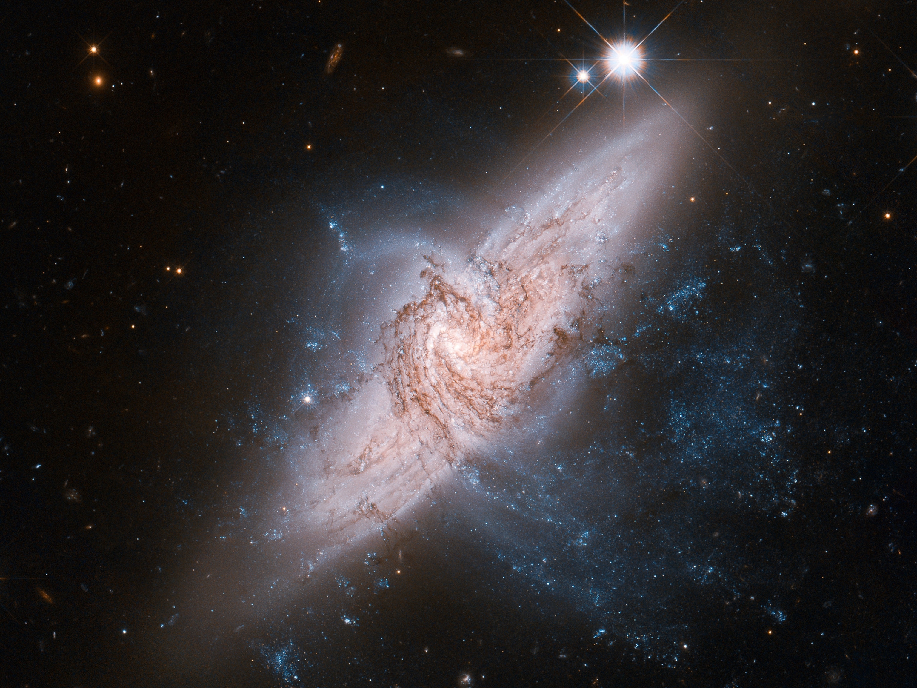 Hubble picture: two overlapping galaxies