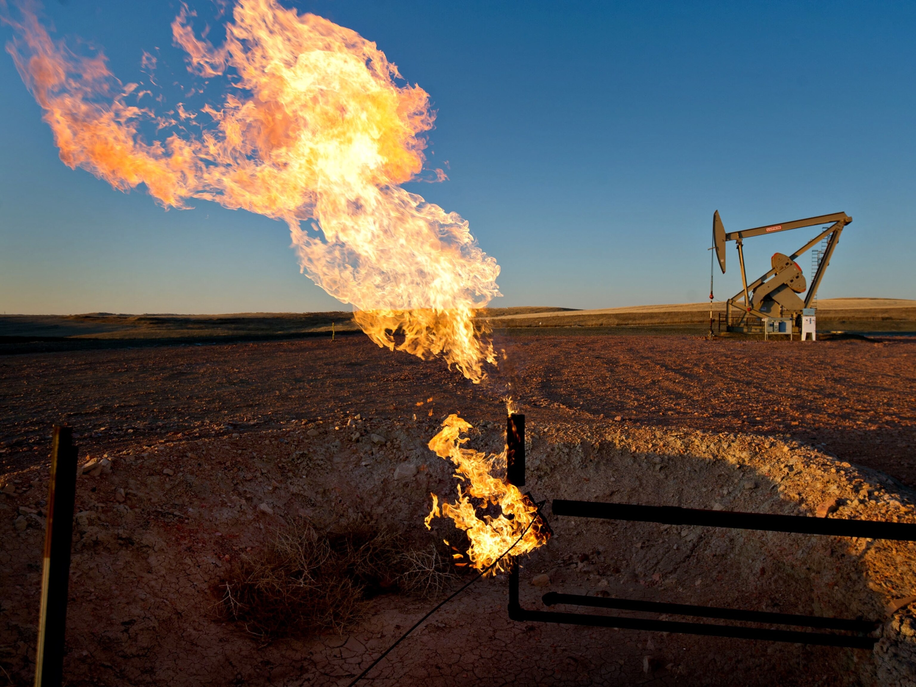 natural gas being flared near South Heart, North Dakota