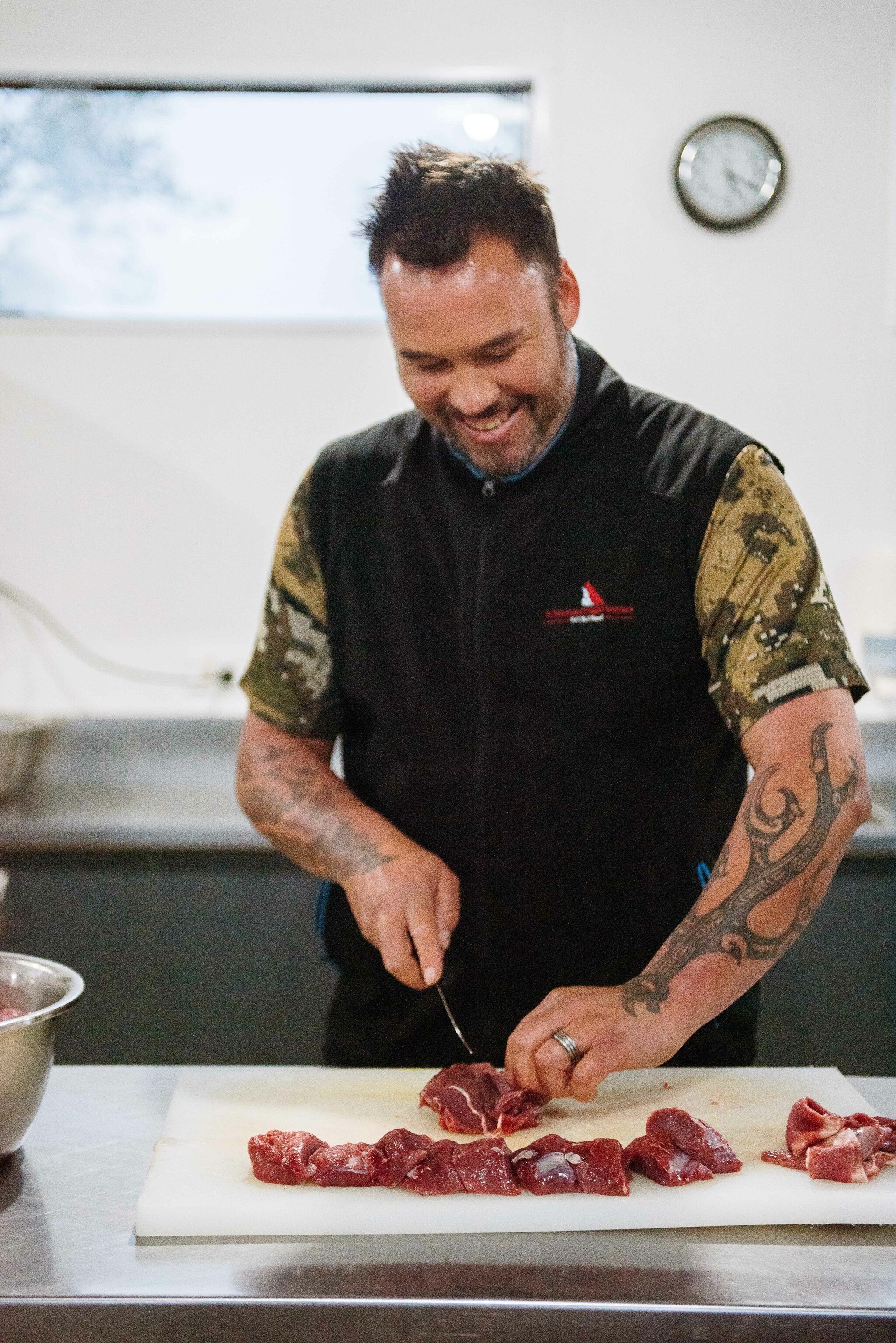 Karl preparing the venison.