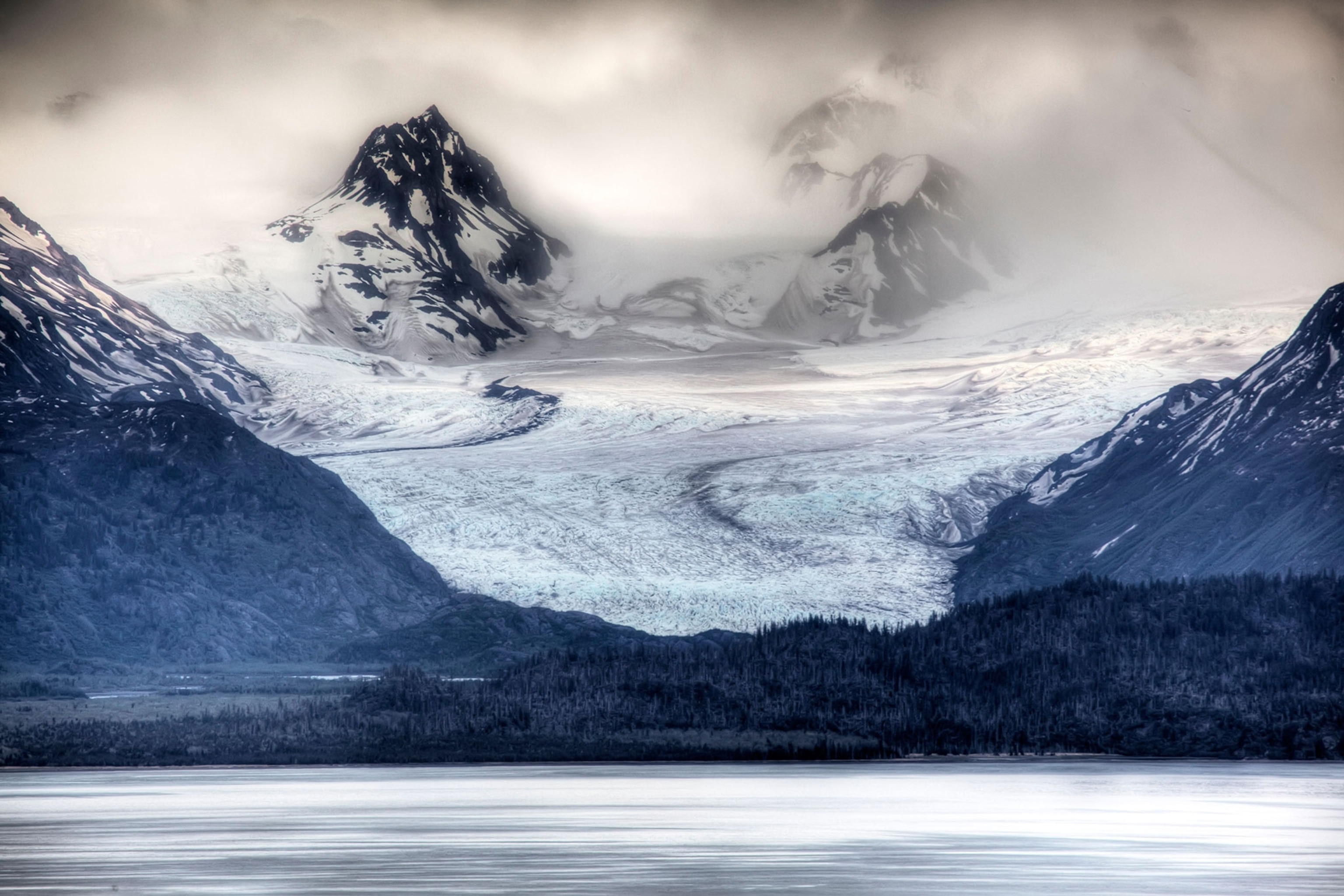 Grewingk Glacier flowing into Kachemak Bay