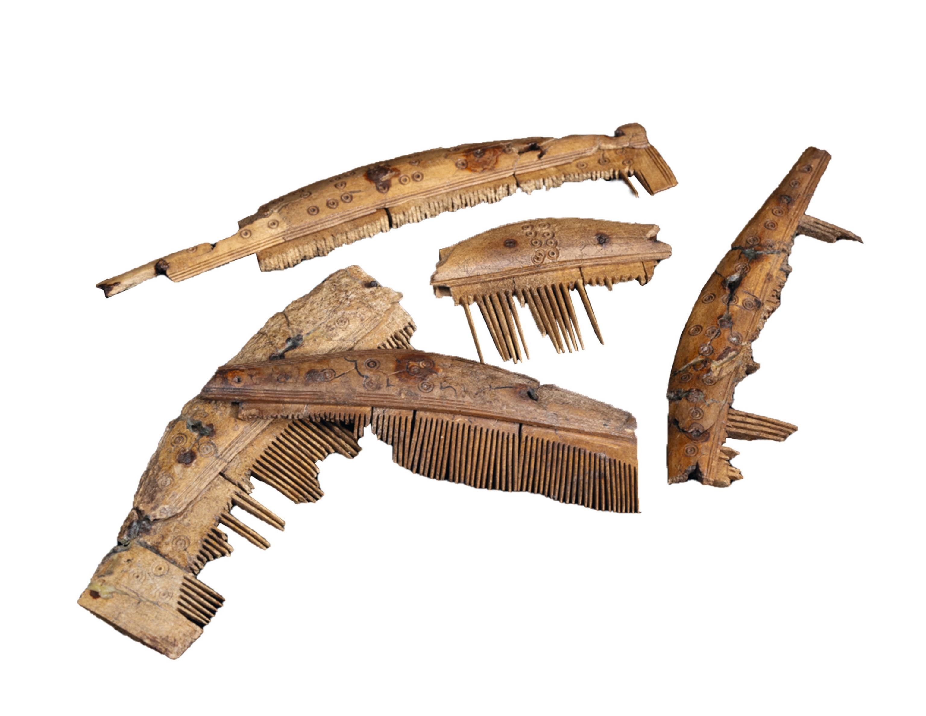 Deer antler combs are pictured.