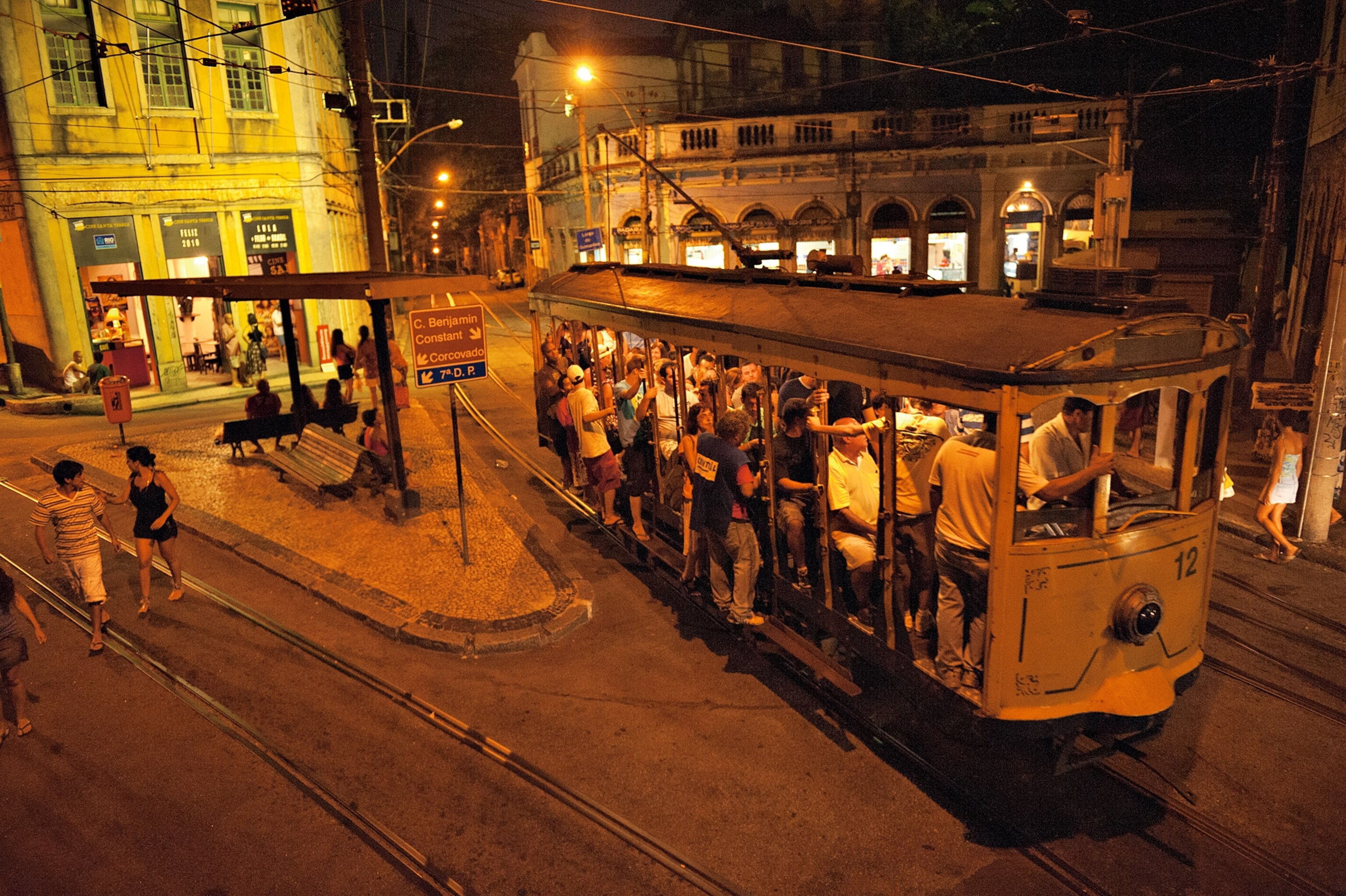 a trolley in the historic area of Santa Teresa