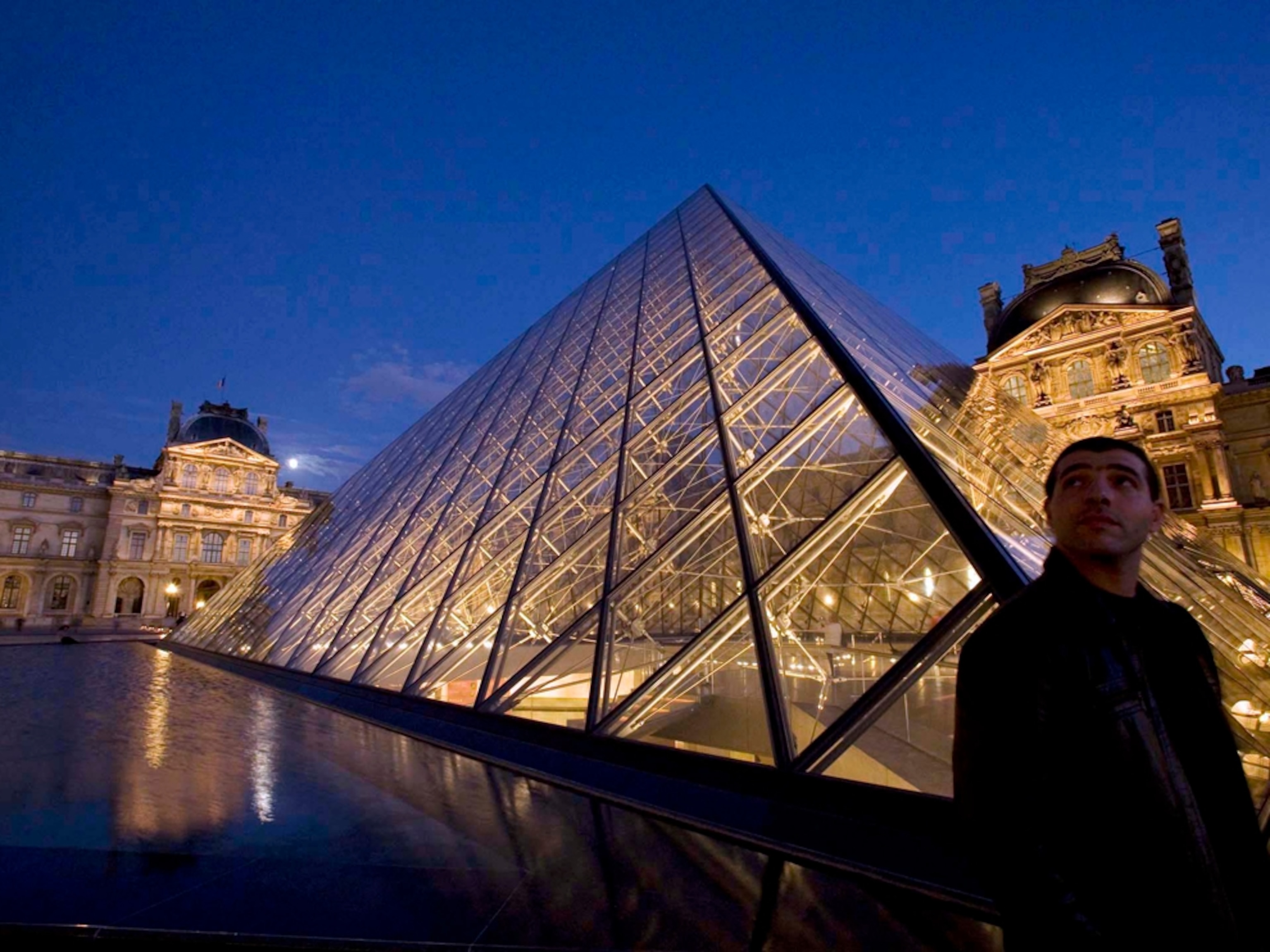 The Louvre at dusk, Paris, France