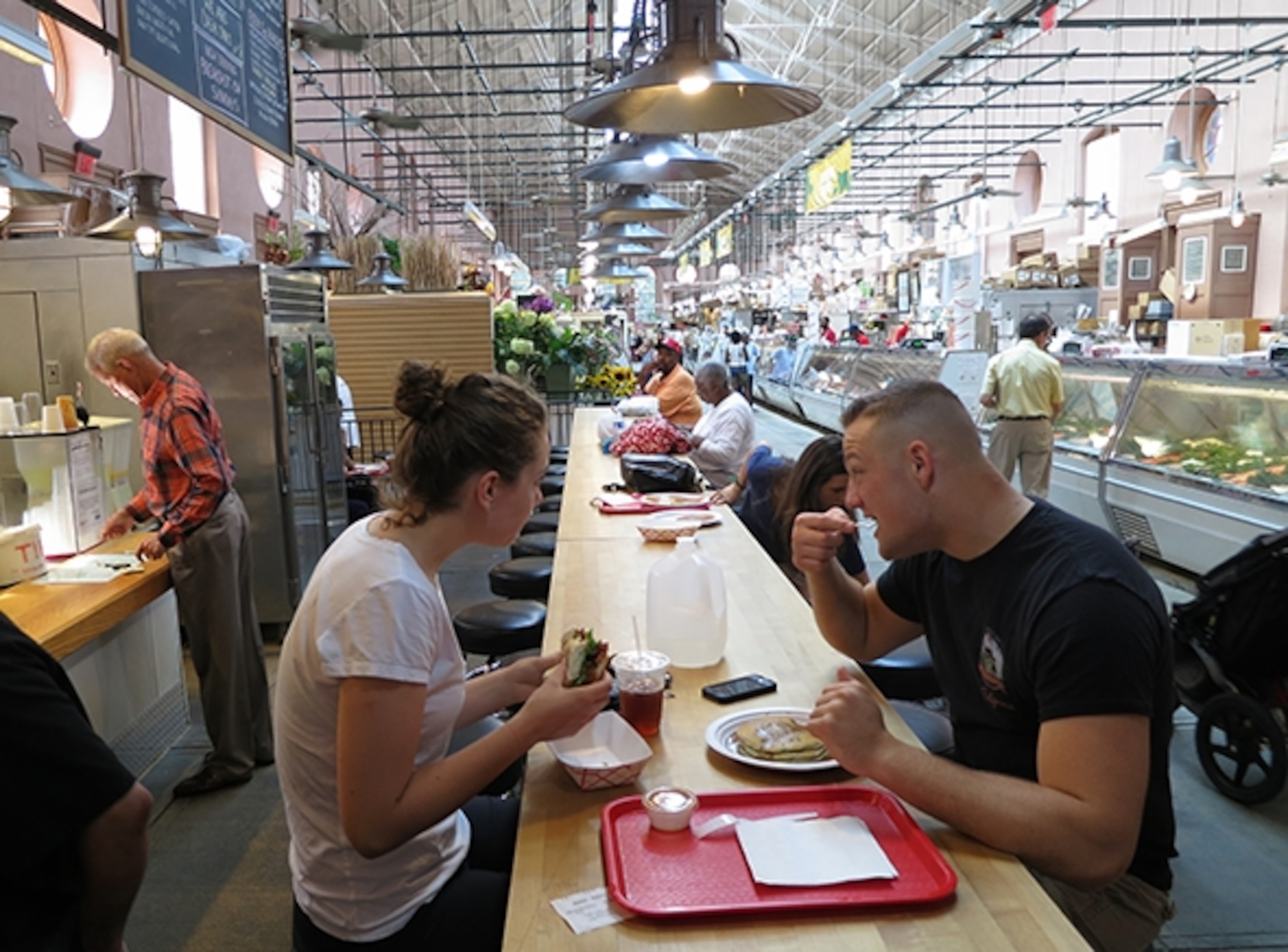 Communal tables at Market Lunch, a popular breakfast spot in Eastern Market (Photograph by Robert Reid)