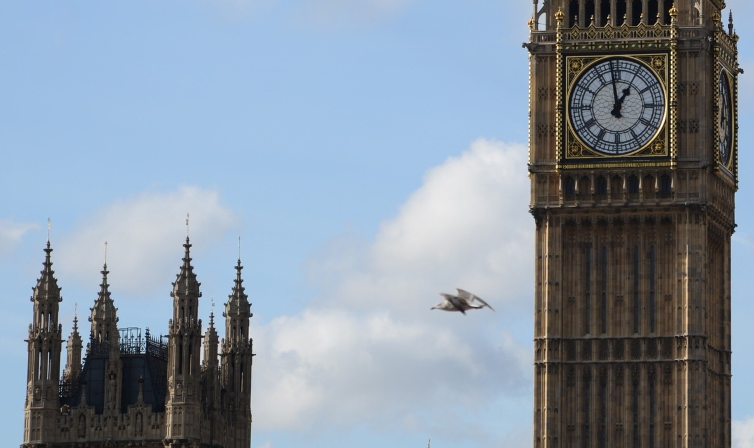 A seagull flies past Big Ben at the Houses of Parliament in London (Photo by Andrew Evans, National Geographic Traveler)