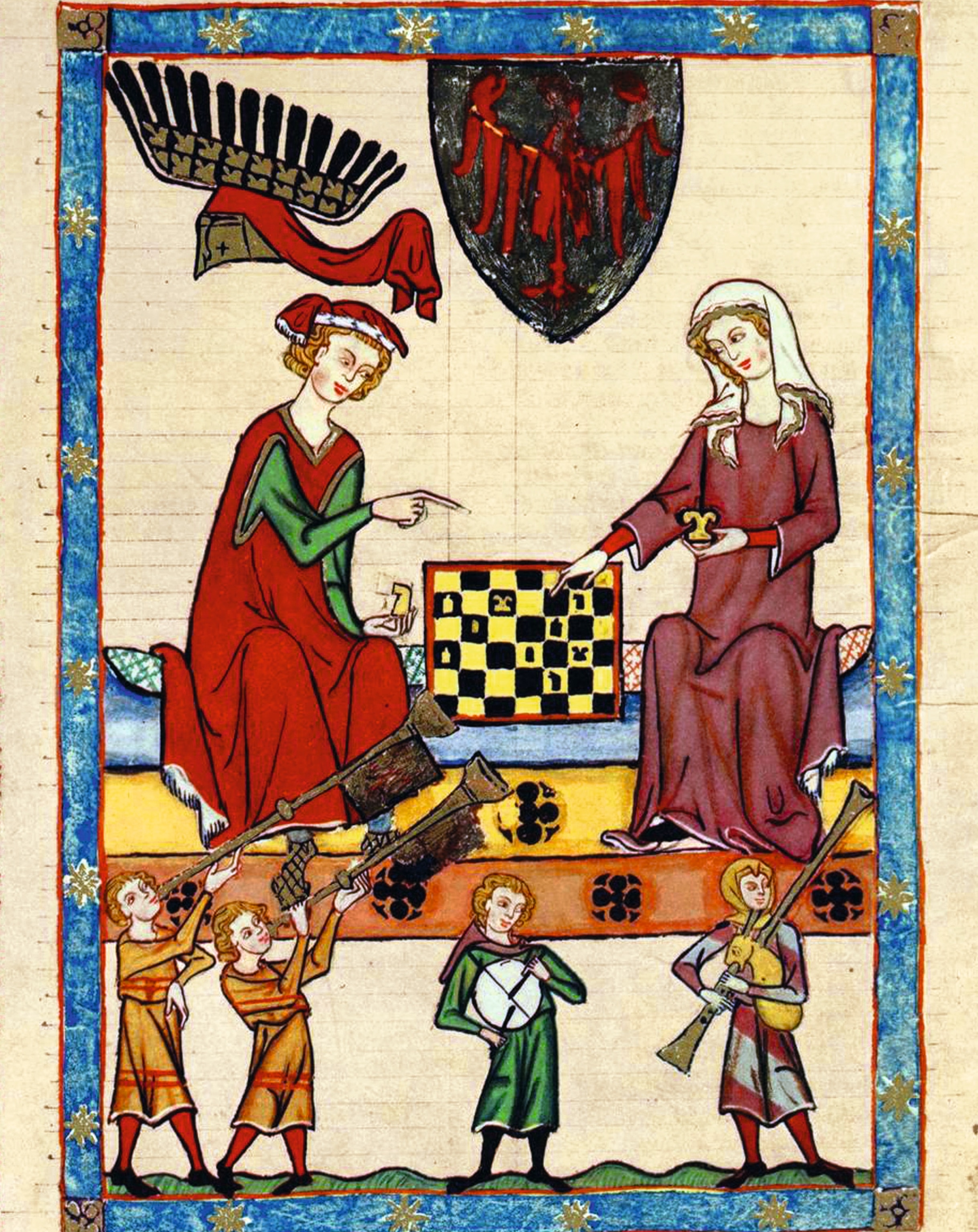 A miniature from the Codex Manesse shows Margrave Otto IV of Brandenburg playing chess.