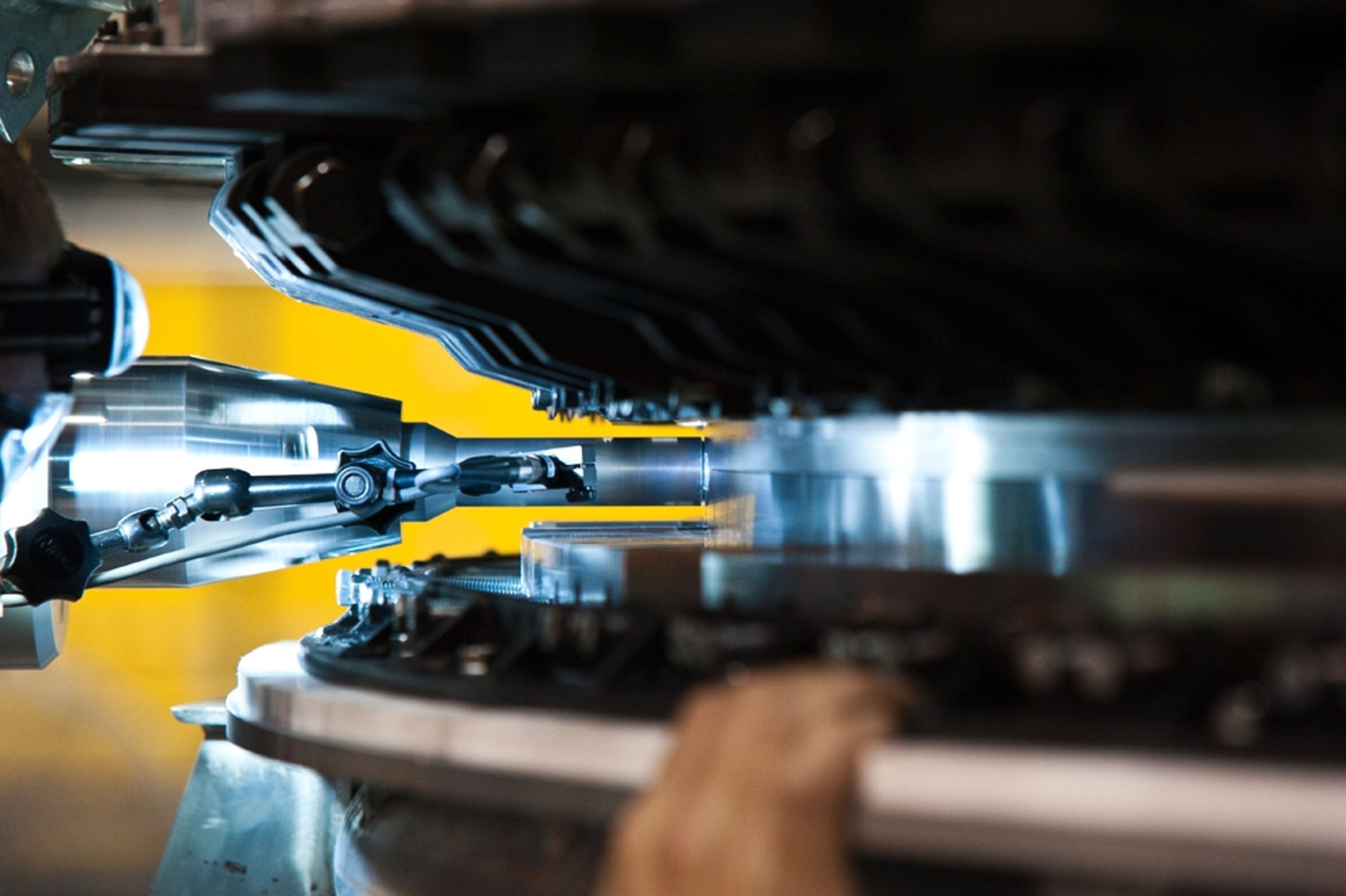 Picture of workers welding the Orion spacecraft.